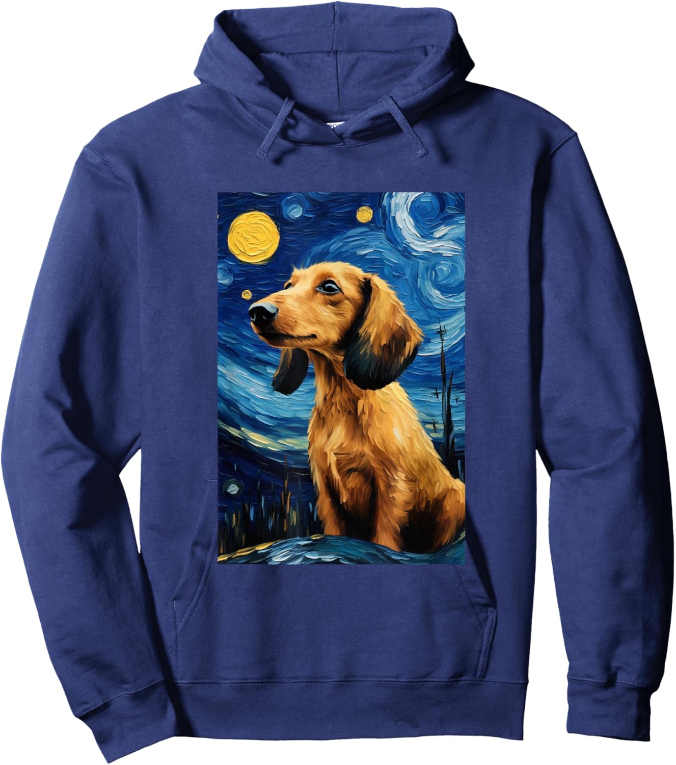Cute Dachshund Dog Doggy - Van Gogh Style - Starry Night Hoodie - Hoodie | Navy