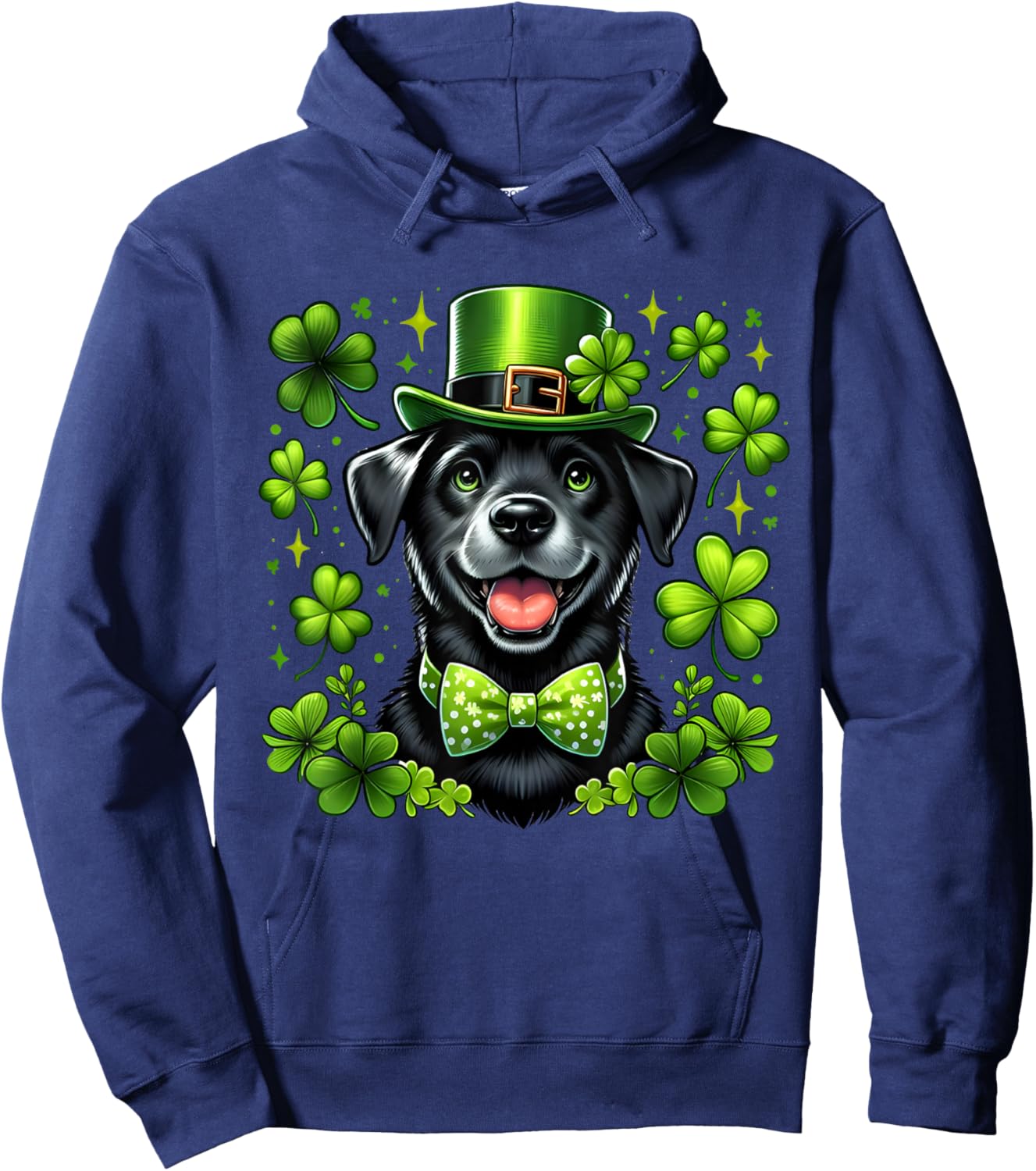 Happy St Patrick's Day Lab Black Labrador For Pet Dog Lover Women Kids Hoodie - Hoodie | Navy