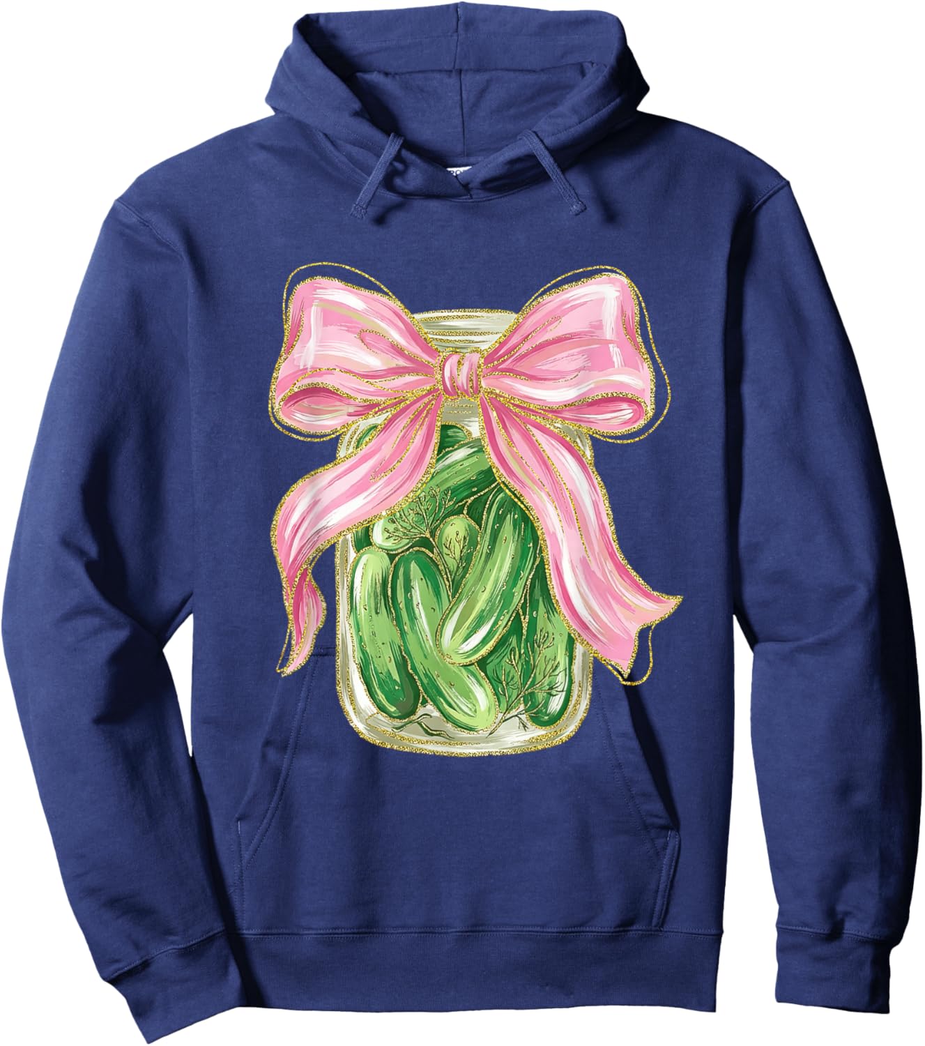 Canned Pickle Jar Coquette Bow Canning Season Cucumber Lover Hoodie - Hoodie | Navy