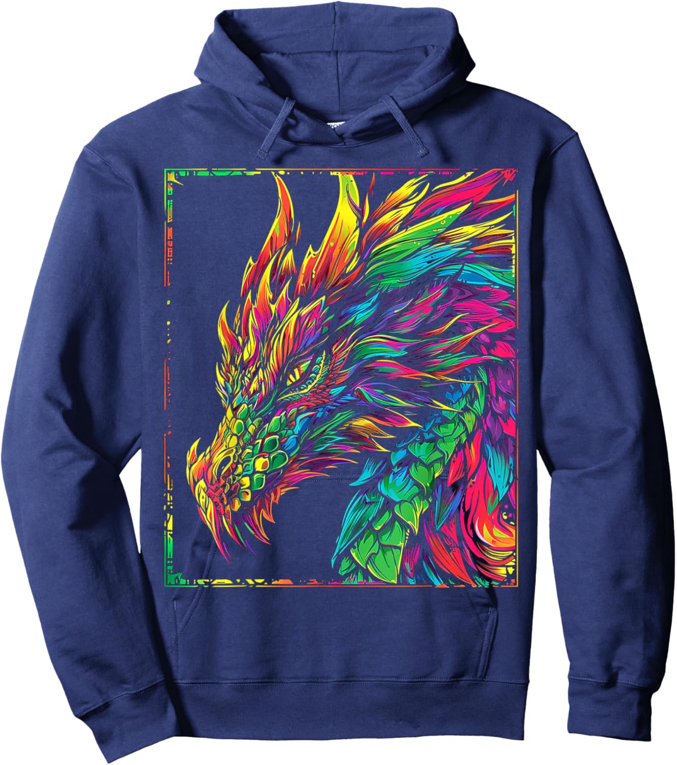 Dragon Abstract Colorful Scary Animal Art Graphic Dragon Hoodie - Hoodie | Navy