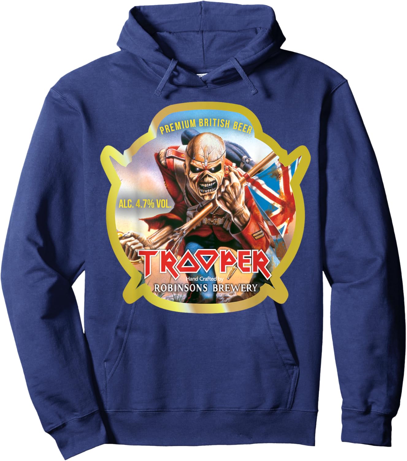 Iron Maiden - Trooper Beer Label Colors Hoodie - Hoodie | Navy