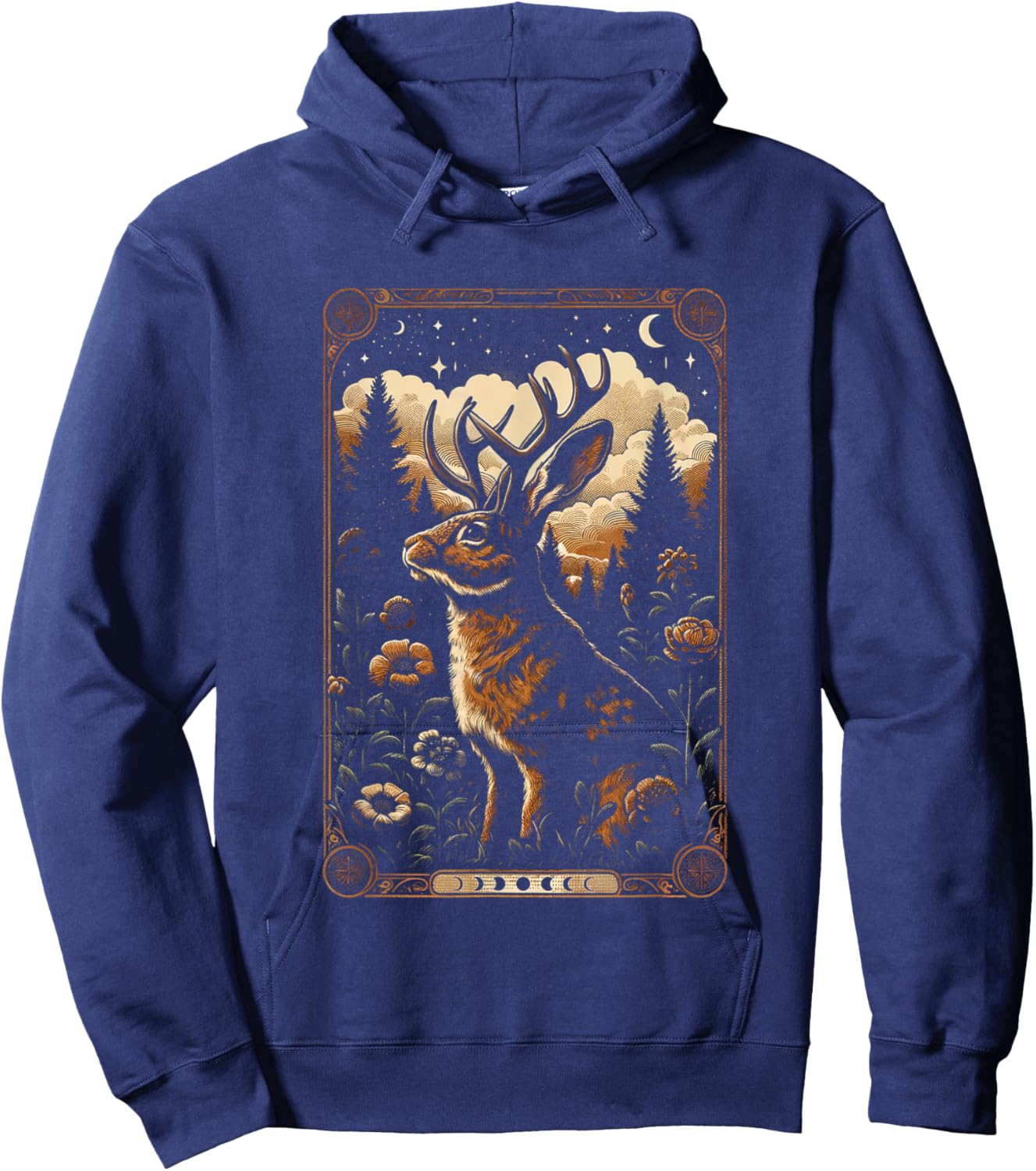 Classic Art Animal Funny Jackalope Colorful Portrait Costume Hoodie - Hoodie | Navy