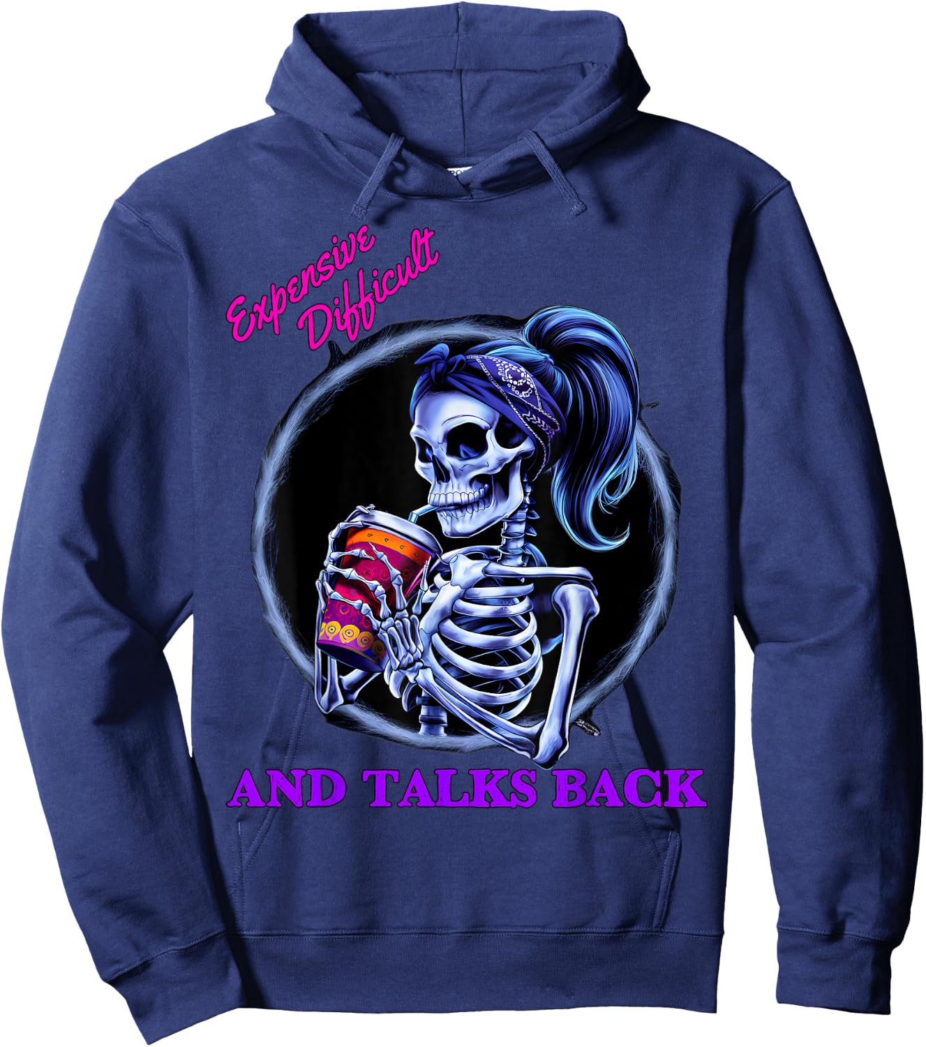 Expensive Difficult And Talks Back Halloween Mama Skeleton Hoodie - Hoodie | Navy