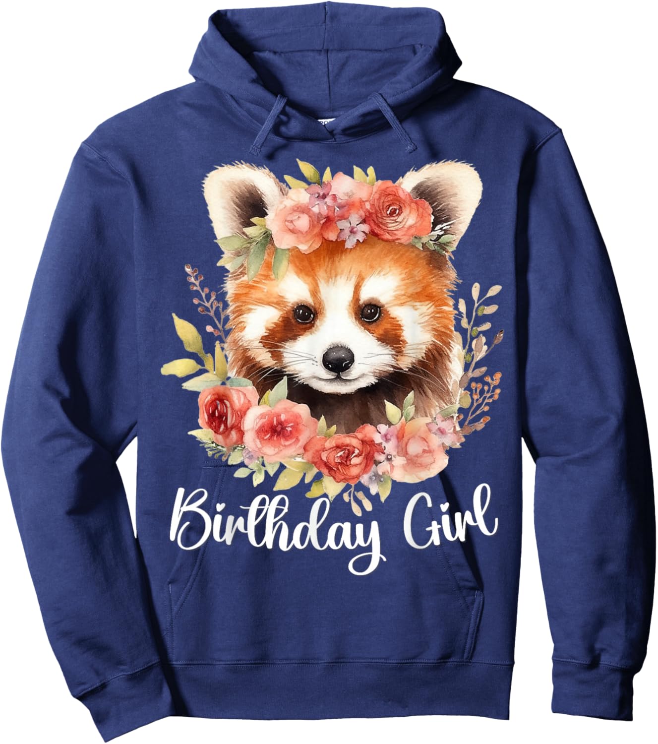 Red Panda with Flowers for the Birthday Girl Hoodie - Hoodie | Navy