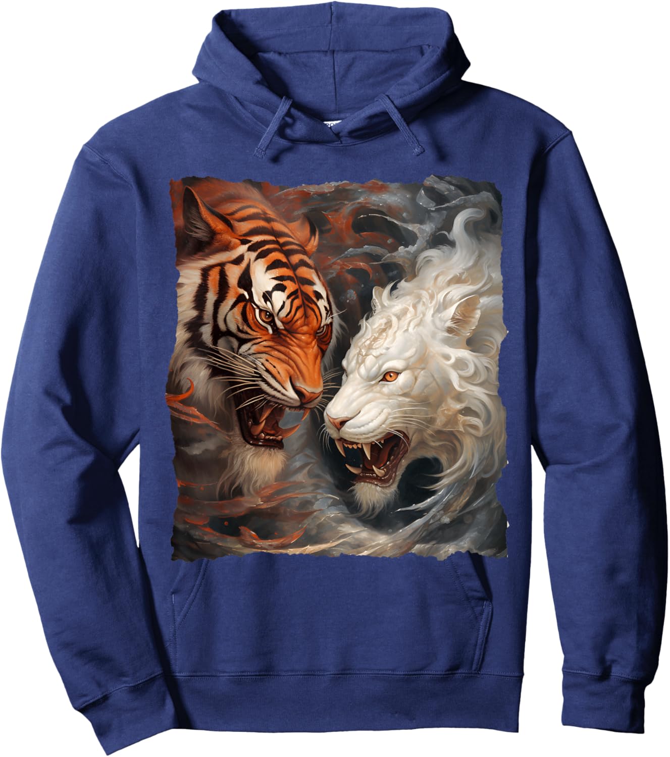 Majestätischer weißer Tiger und intensiver Tiger Fantasy Tattoo-Kunst Hoodie - Hoodie | Navy