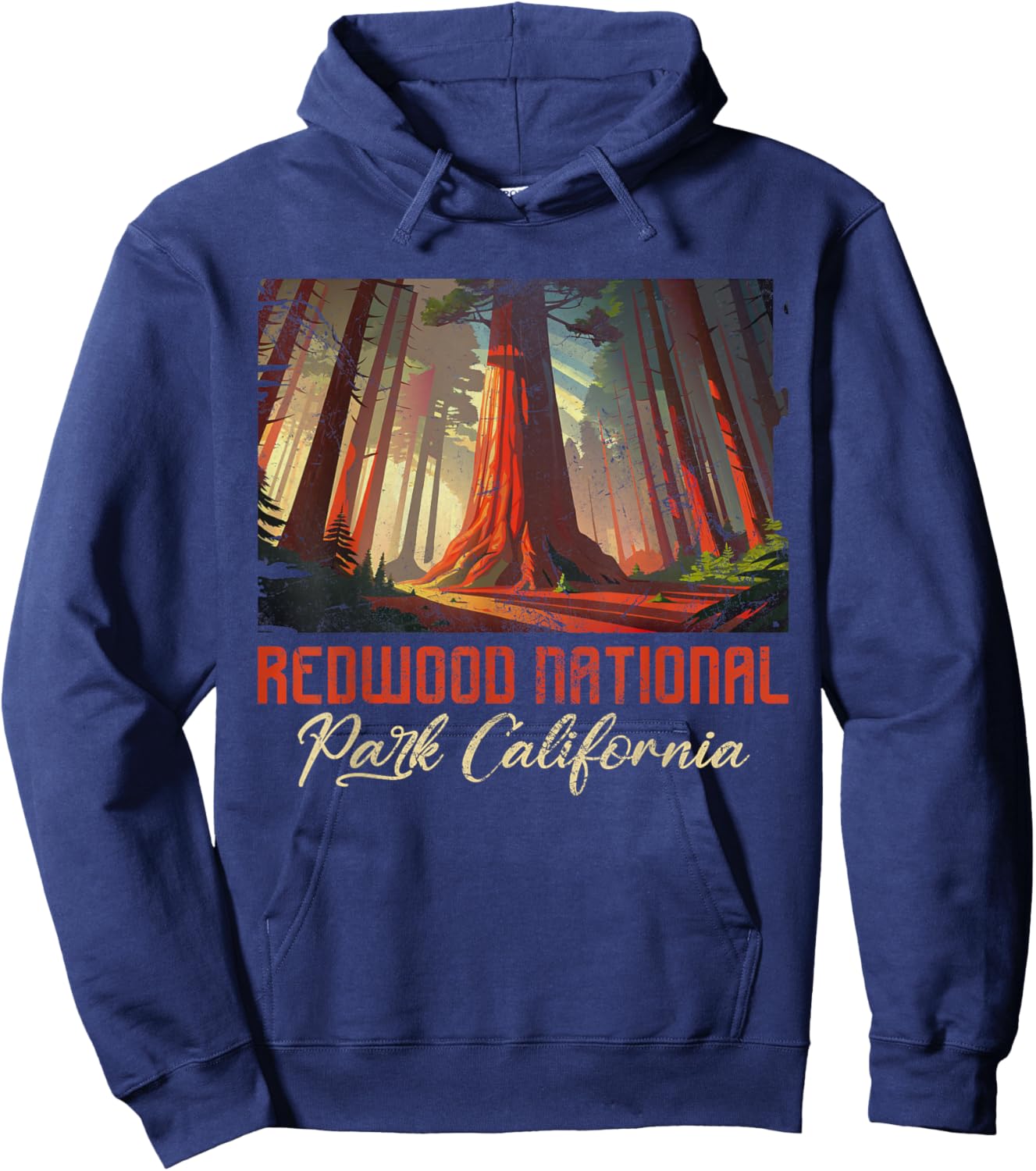 Redwood National Park California Redwood Forest Trees Grunge Hoodie - Hoodie | Navy