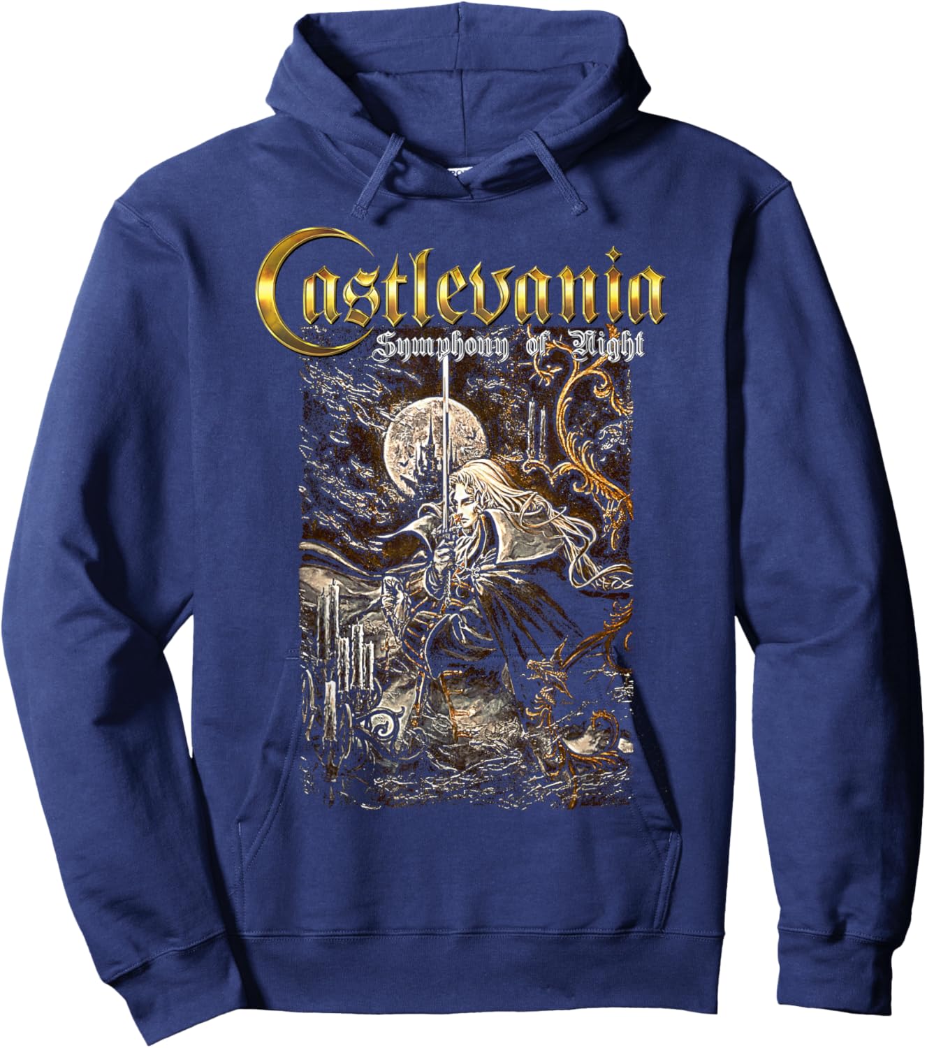 Castlevania Symphony Box Art Gothic Moon Night Retro Gamer Hoodie - Hoodie | Navy