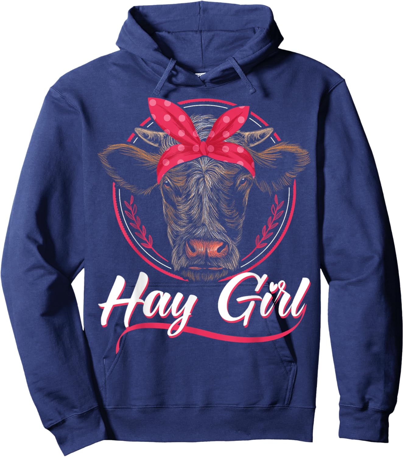 Hay Girl Farming Heifer Calf Cattle Lover Bandana Hoodie - Hoodie | Navy