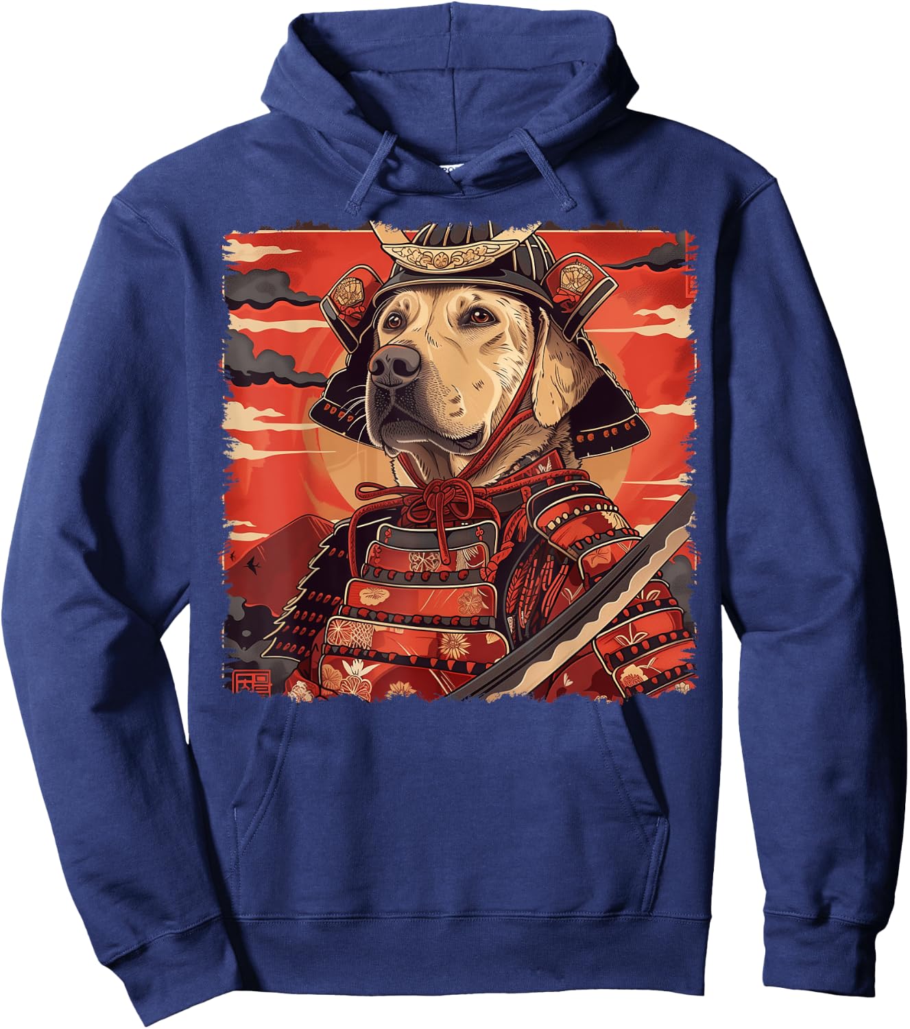 Labrador Retriever Dog Lab Japanese Samurai Ukiyo-e Vintage Men Women Kids Hoodie - Hoodie | Navy