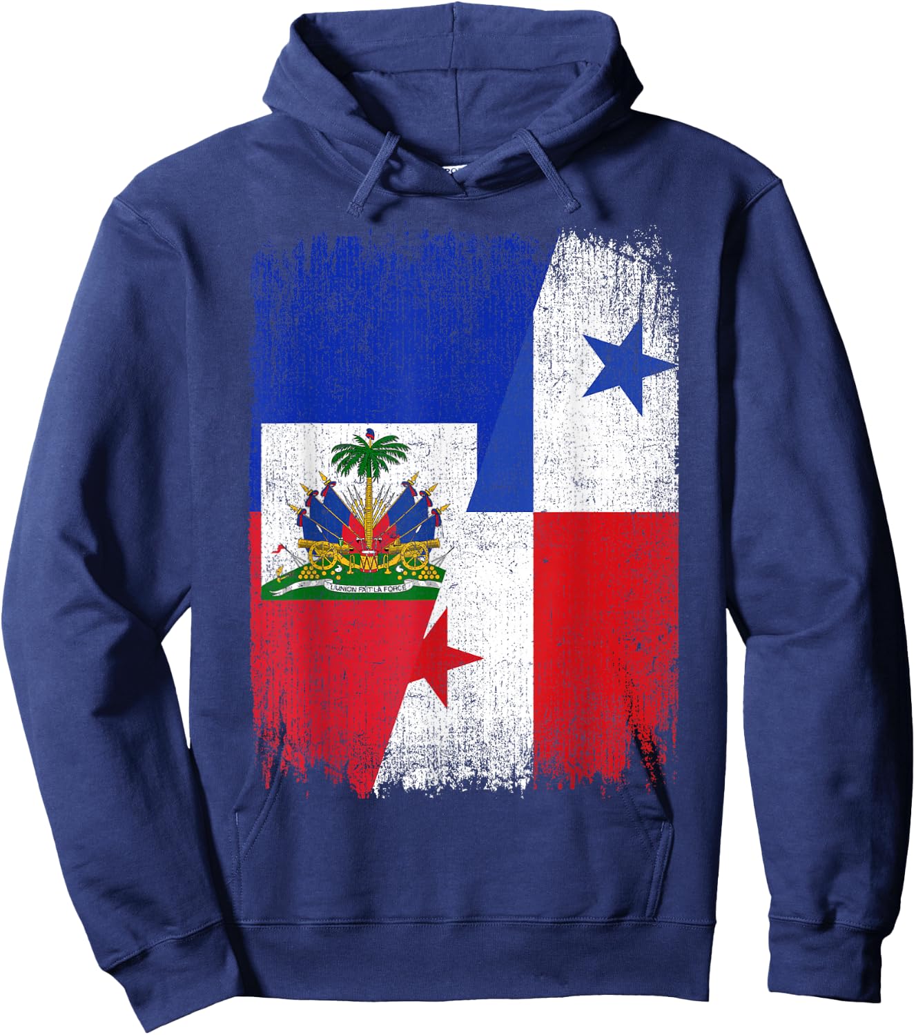 Half Haiti Panama Flag Haitian Panamanian Pride Roots Hoodie - Hoodie | Navy