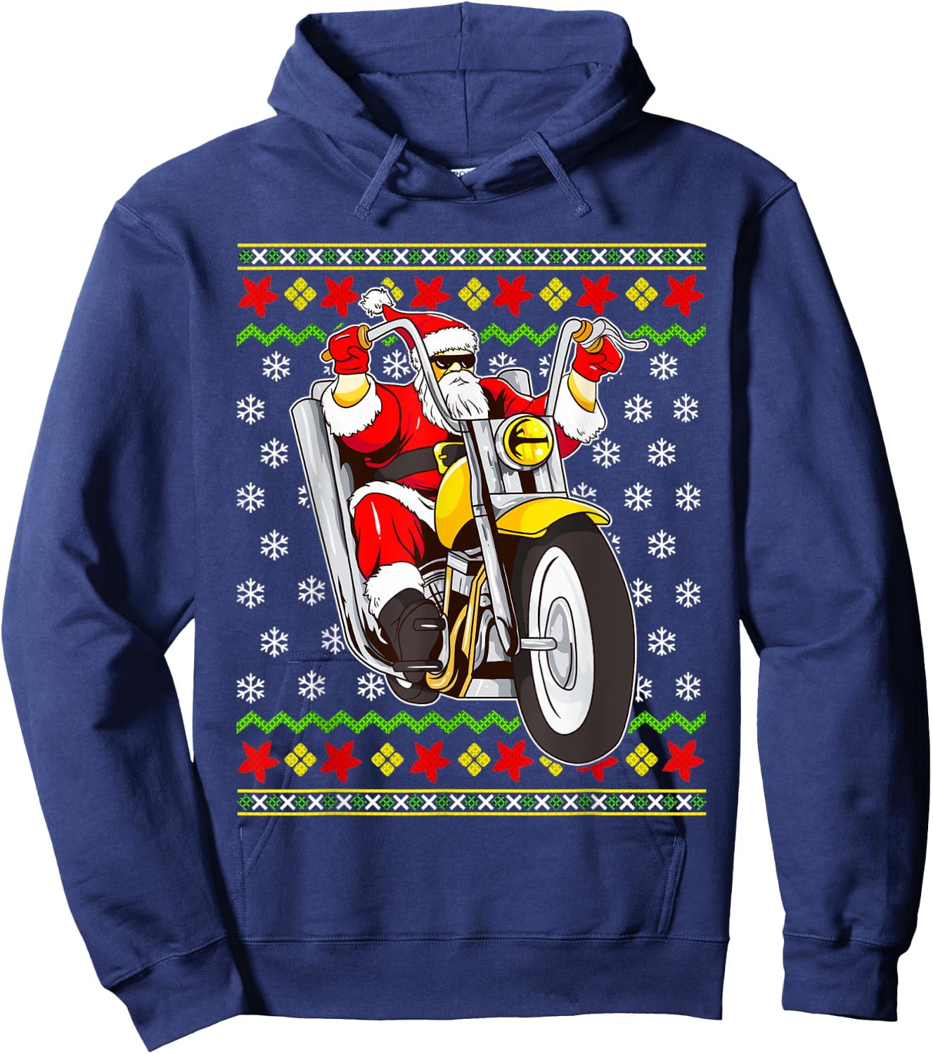 Santa Claus Biker Motorcycle Ugly Christmas Motorcycles Hoodie - Hoodie | Navy