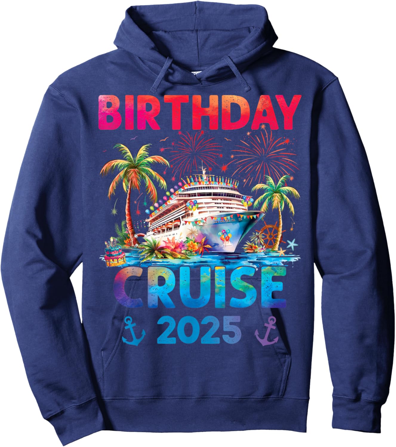 Birthday Cruise Trip Outfits 2025 -Adults & Kids Cruise Themed - Black, Small Hoodie - Hoodie | Navy