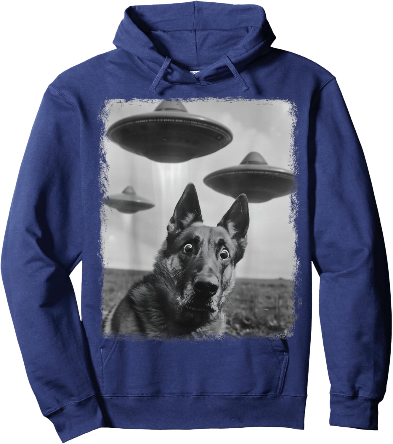 German Shepherd Dog UFO Alien Extraterrestrial Selfie Hoodie - Hoodie | Navy
