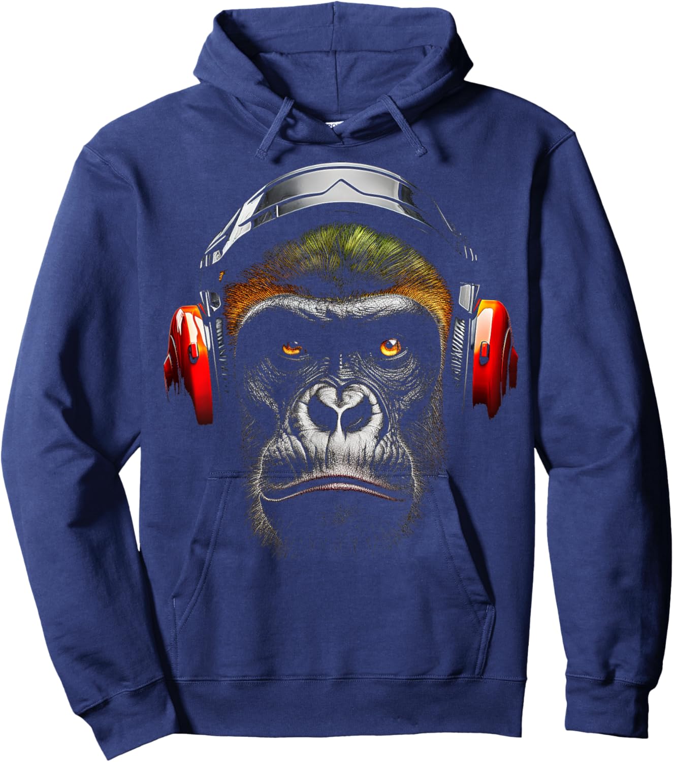 Gorilla Drawing Animal Headphones Artwork Gorilla Hoodie - Hoodie | Navy