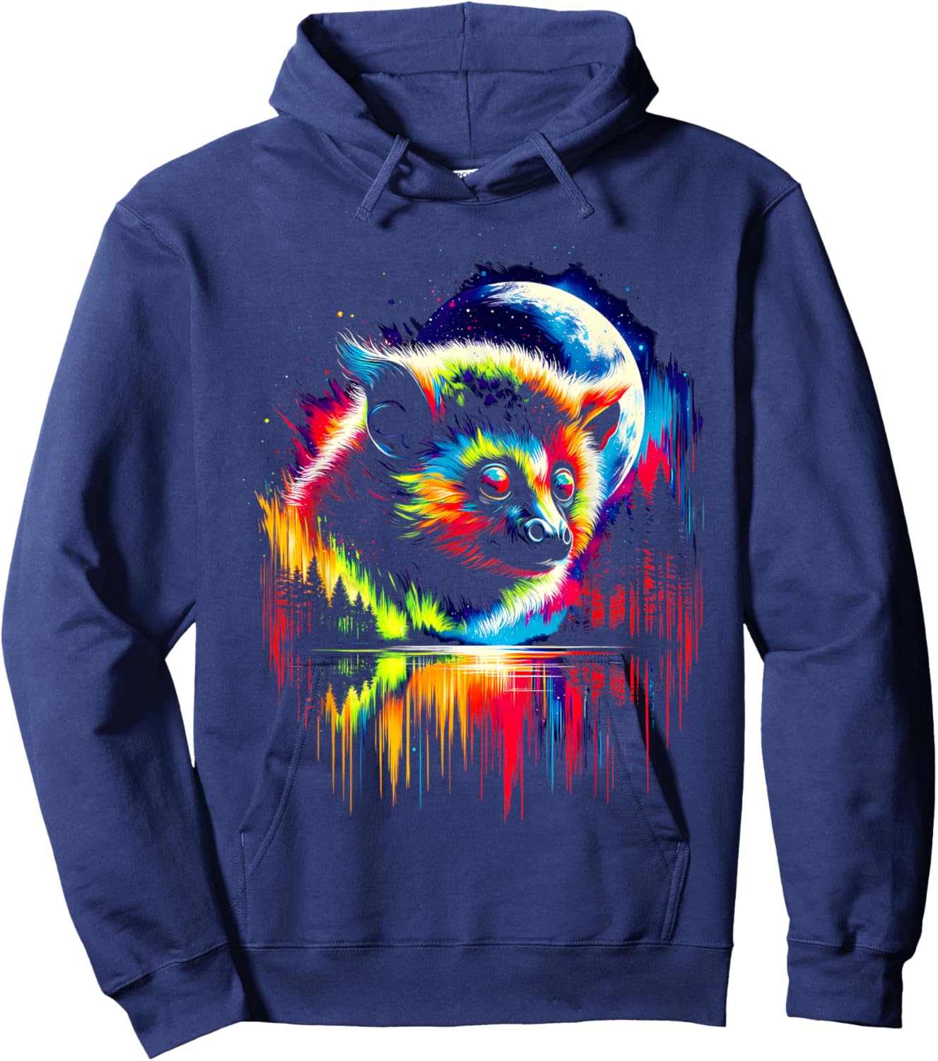 Colorful Aye-aye Spirit Animal Cool Illustration Art Hoodie - Hoodie | Navy