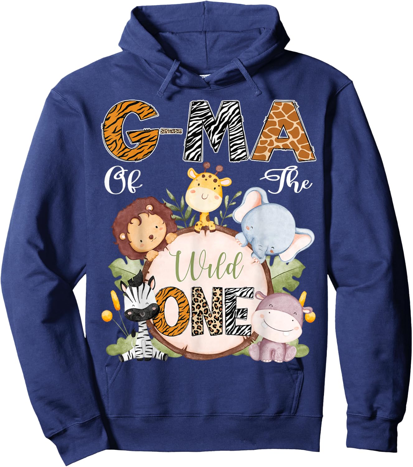 G-Ma Of The Wild One 1St Birthday Safari Woodland Hoodie - Hoodie | Navy