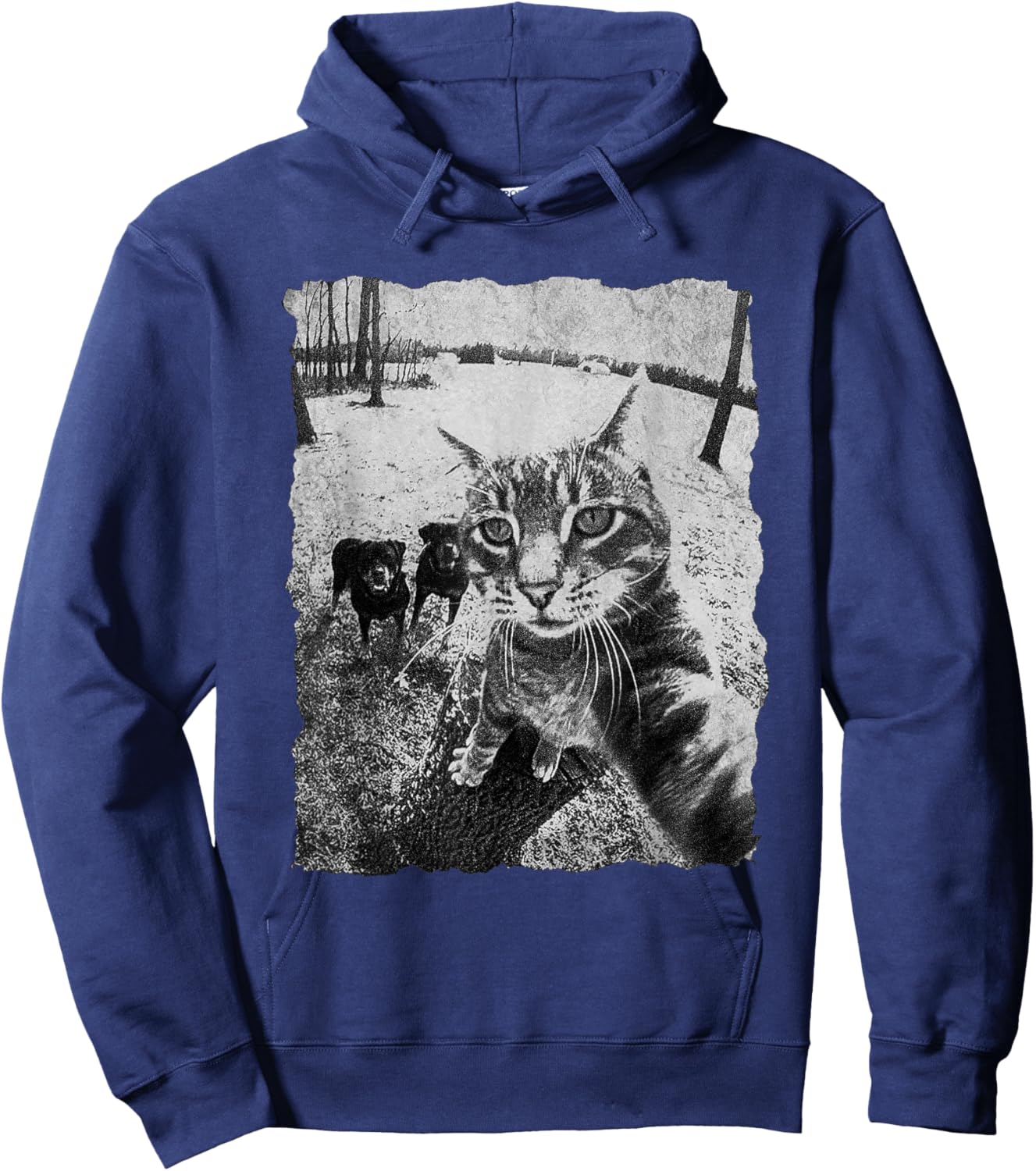 Funny Cat Selfie with Rottweiler, Funny Dog and cat Gangster Hoodie - Hoodie | Navy