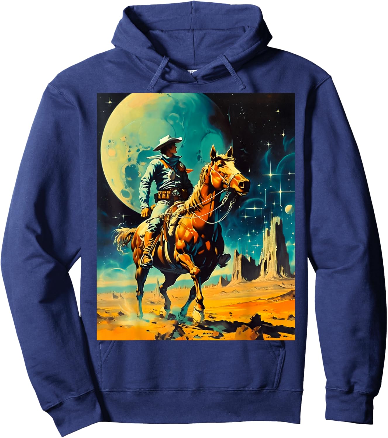 The Space Cowboy Retro Scifi Hoodie - Hoodie | Navy