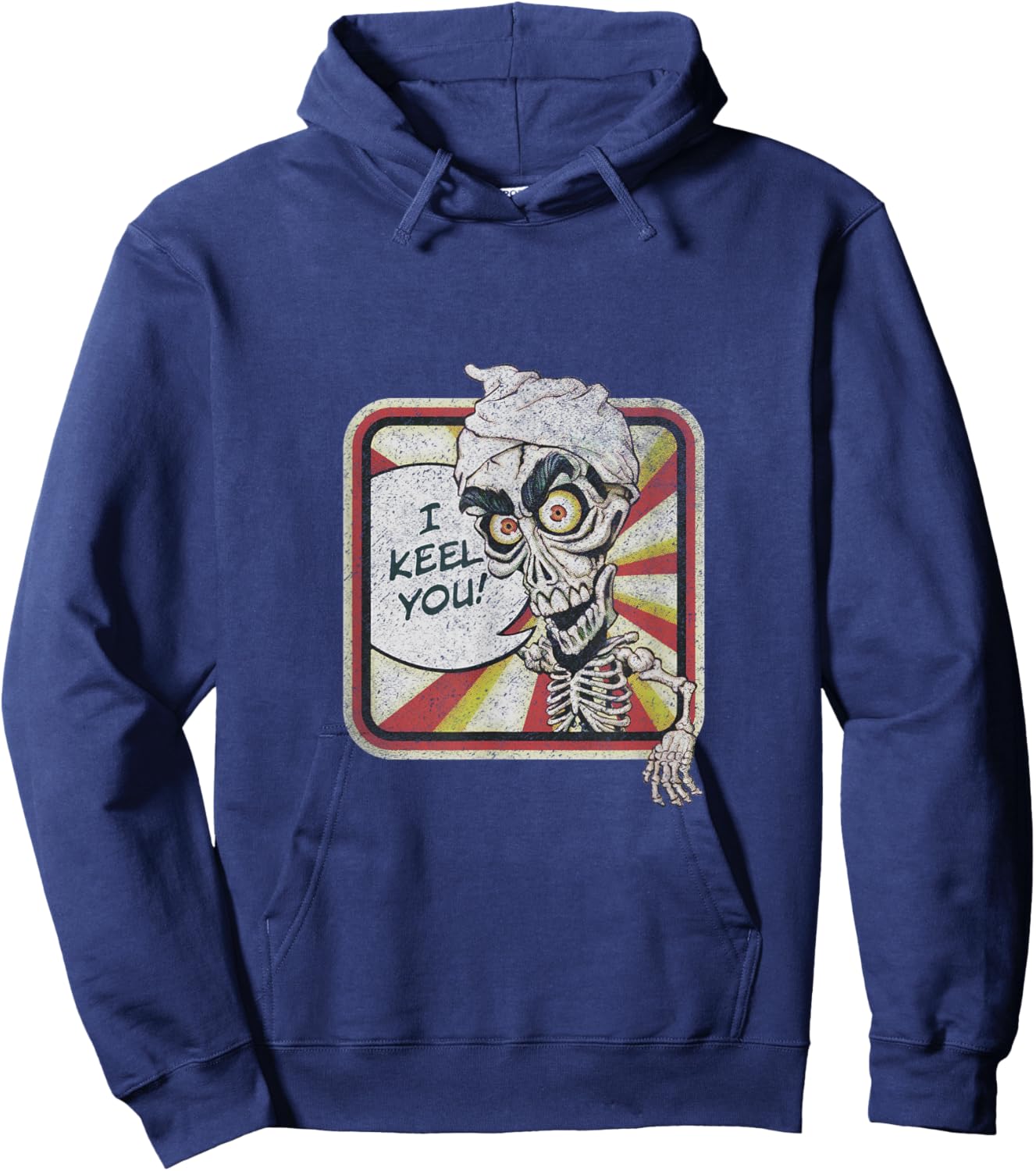 Jeff Dunham Achmed The Dead Terrorist Retro Washed , Black, Small, Short Sleeve, Crew Collar, Polyester 100% Hoodie - Hoodie | Navy