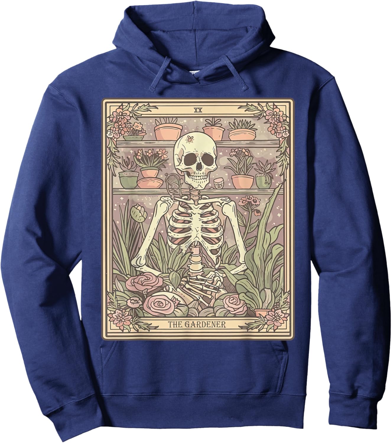 The Gardener Tarot Card Skeleton Plant Floral Gardening Hoodie - Hoodie | Navy