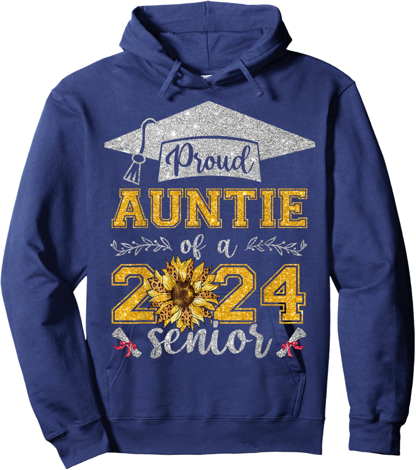 Proud Auntie Of A Class Of 2024 Senior Graduate Hoodie - Hoodie | Navy