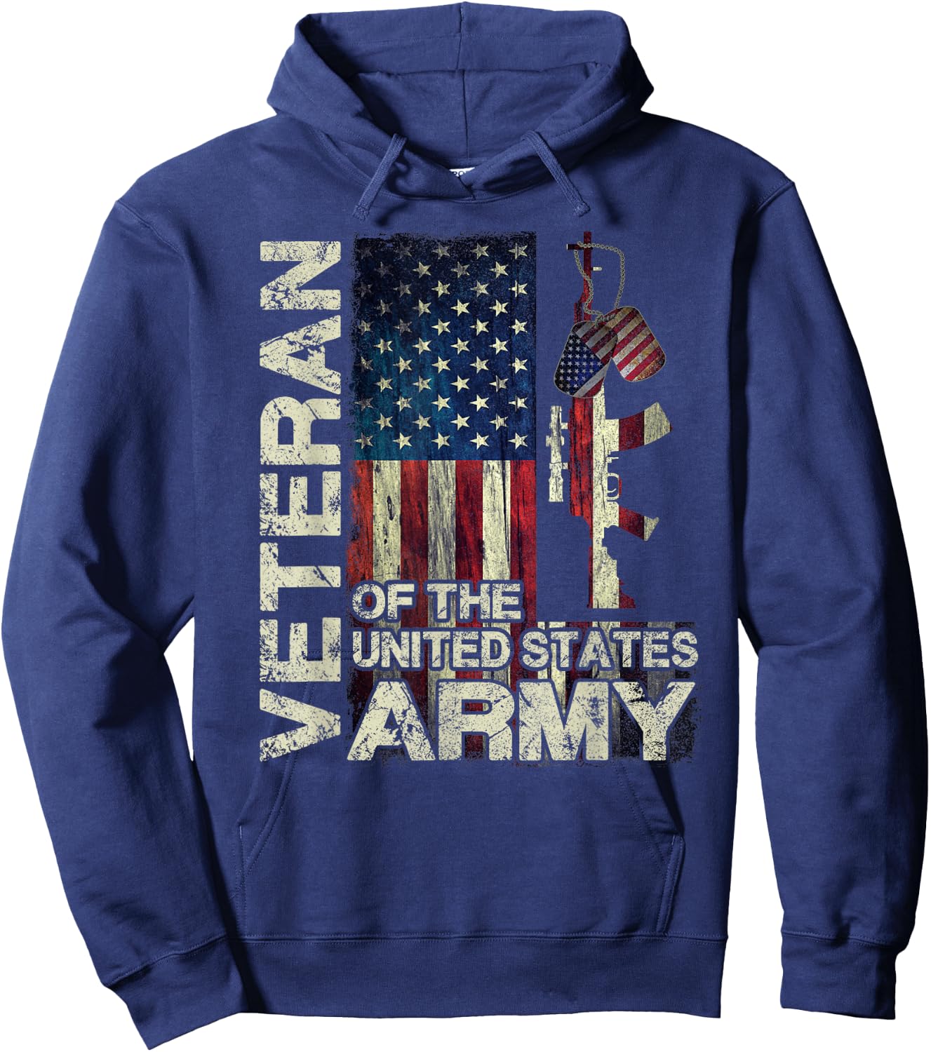 Distressed American Flag US Army Veteran Shirt Gift Hoodie - Hoodie | Navy