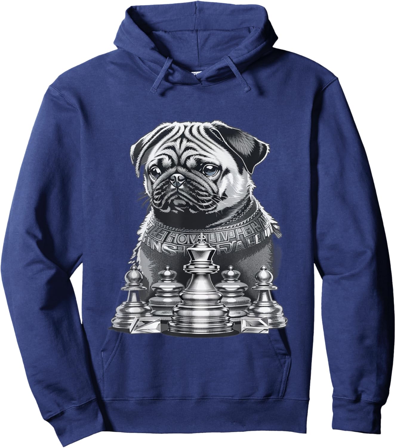 Pug Playing Chess Pug Novelty Items Chess Player Pug Lover Hoodie - Hoodie | Navy