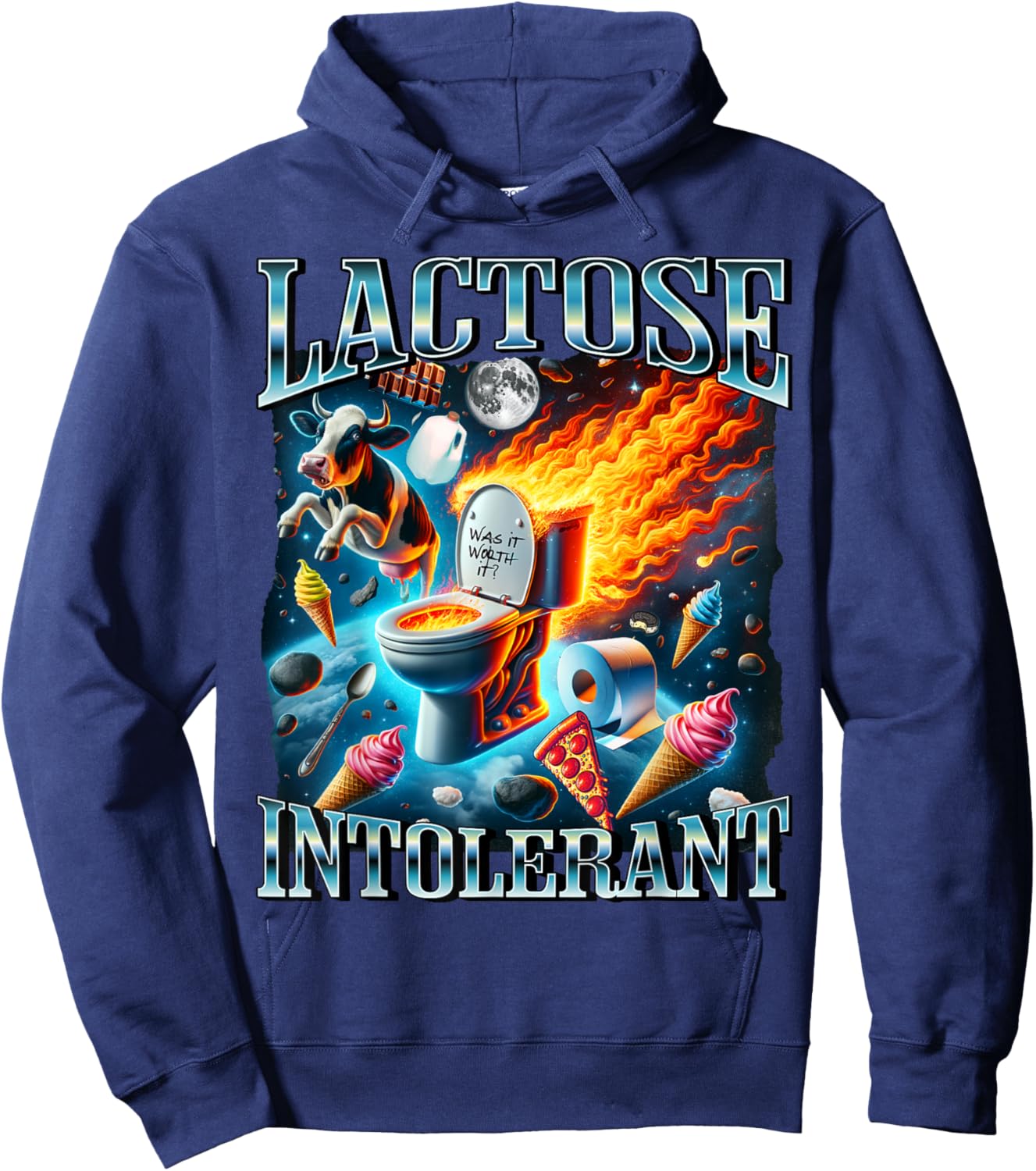 Lactose Intolerant Shirt, Funny Sarcasm Oddly Specific Meme Hoodie - Hoodie | Navy