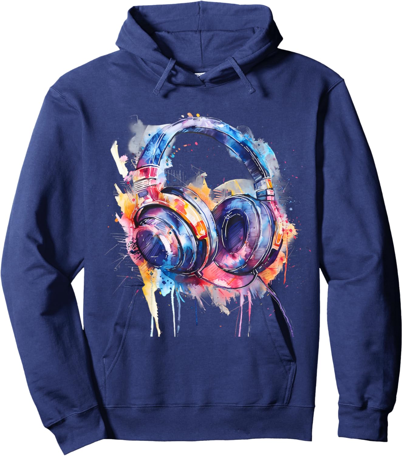 Headphones Music DJ Splash Dance Club Music Headphones House Hoodie - Hoodie | Navy