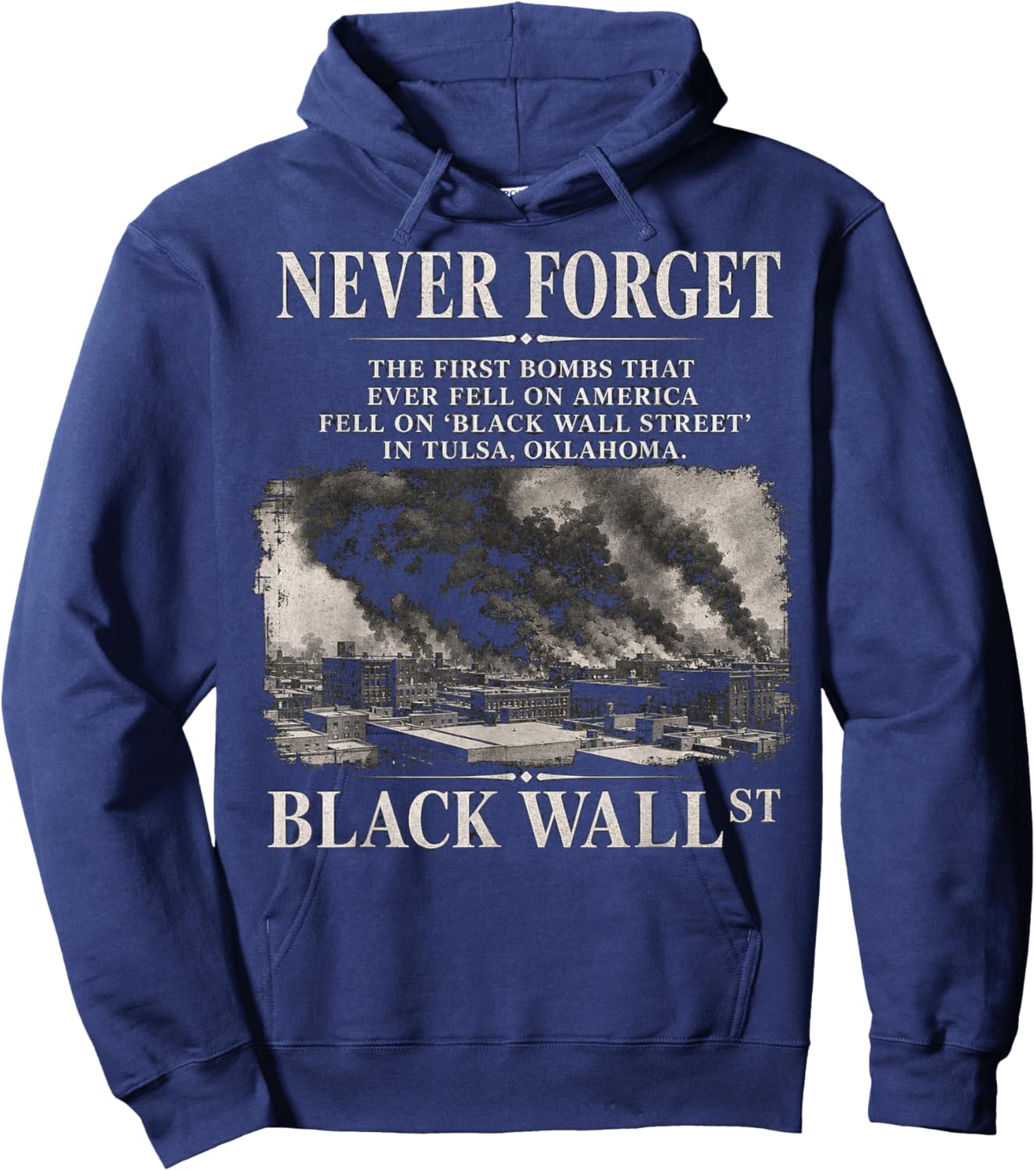 Black Wall Street Historical Illustration Hoodie - Hoodie | Navy
