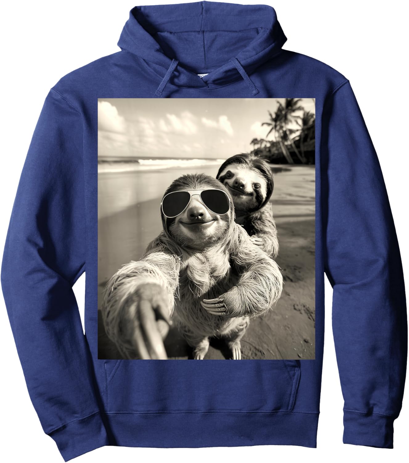 Cool Selfie Beach Sunglasses Sloth Vacation Summer Hoodie - Hoodie | Navy