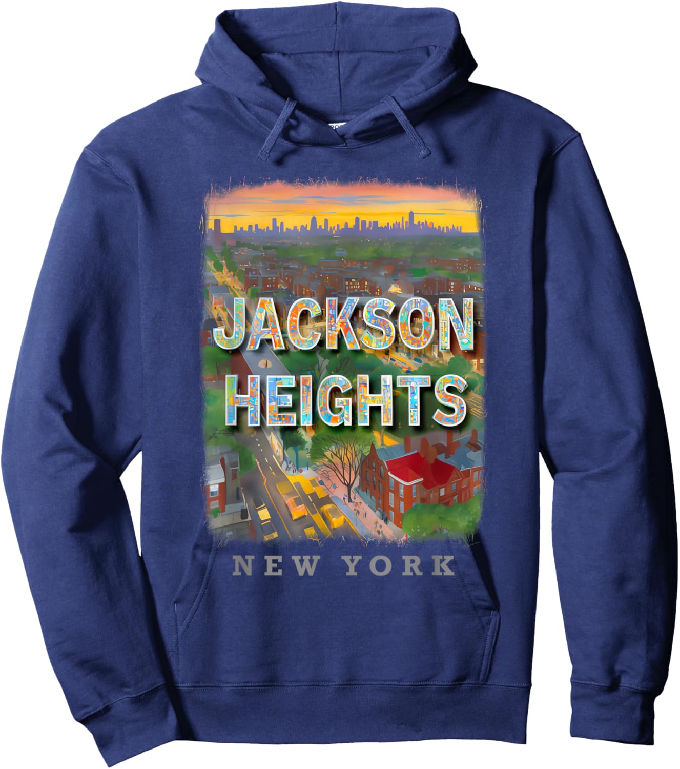 Jackson Heights New York Queens NY Neighborhood Life SD442 Hoodie - Hoodie | Navy