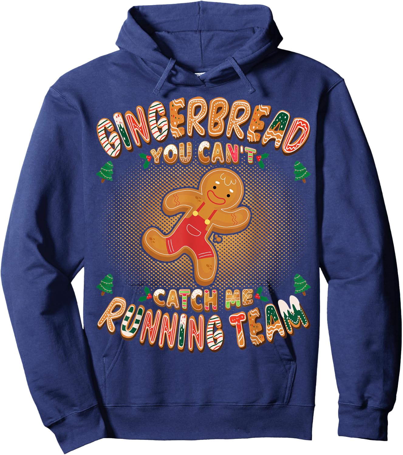 Gingerbread Running Team Funny Gingerbread Christmas Hoodie - Hoodie | Navy