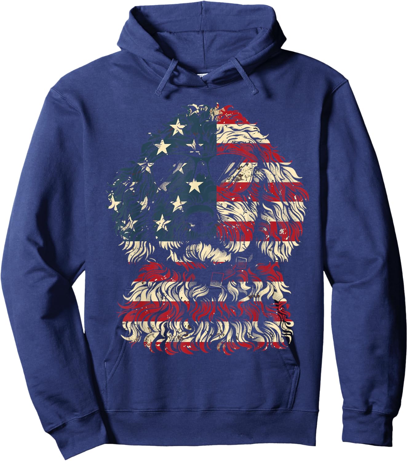 Goldendoodle Doodle Dad American Flag Patriotic Dog Lover Hoodie - Hoodie | Navy