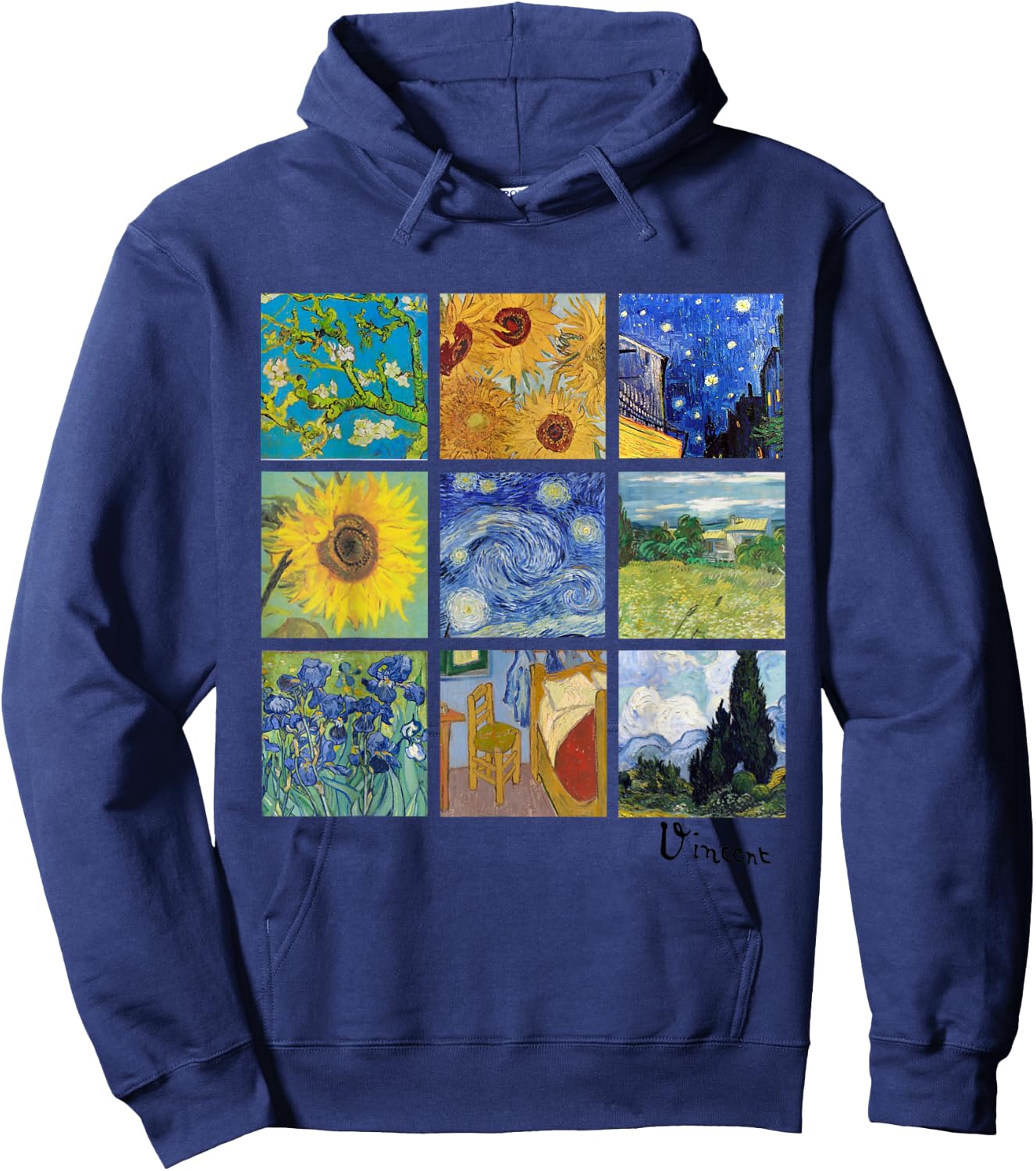 Van Gogh Paintings, Sunflowers, Starry Night Hoodie - Hoodie | Navy