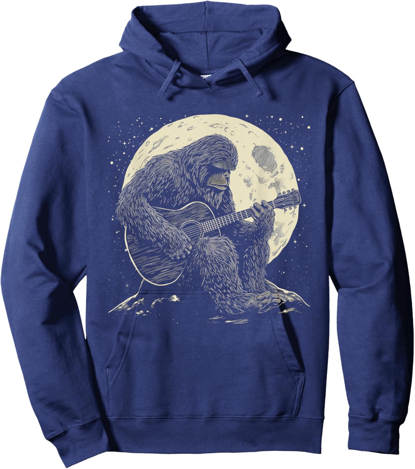 Bigfoot Playing Guitar Player Funny Sasquatch Guitarist Hoodie - Hoodie | Navy