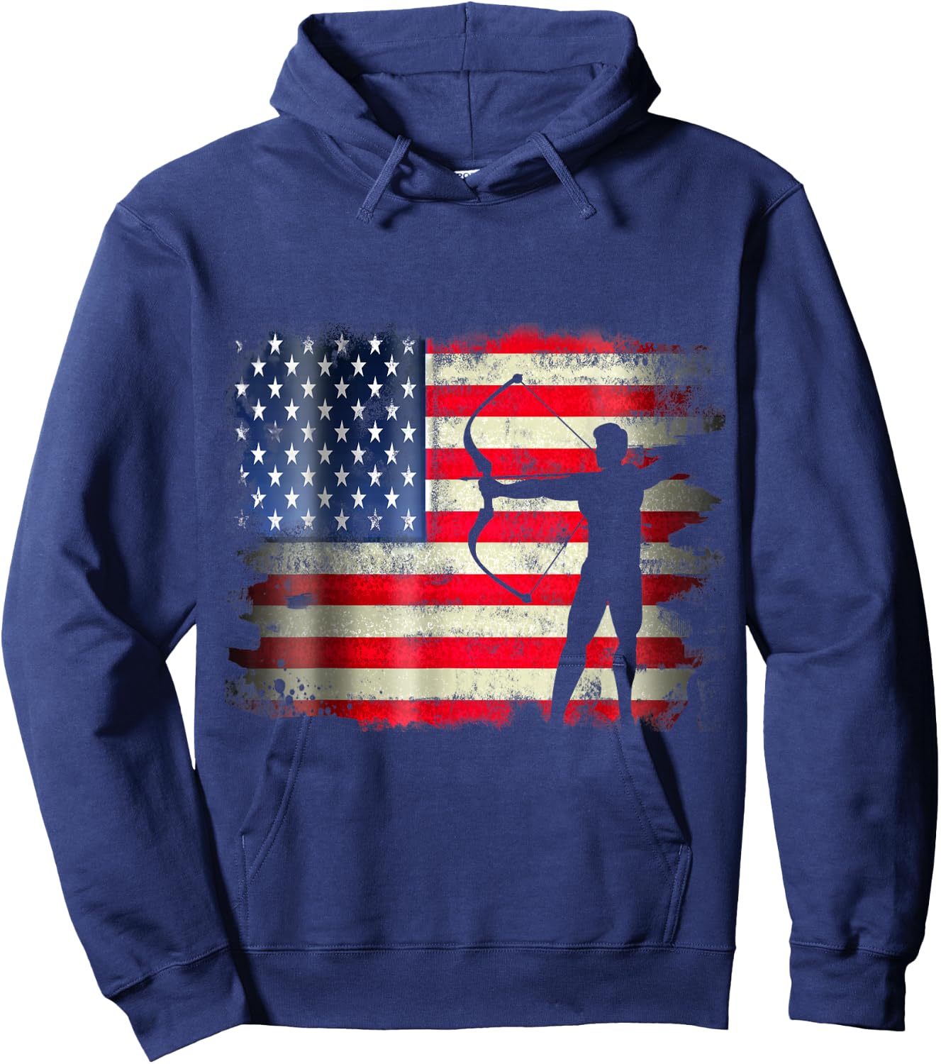 Archery Patriotic American Flag 4th of July Archer Women Kids Men Hoodie - Hoodie | Navy