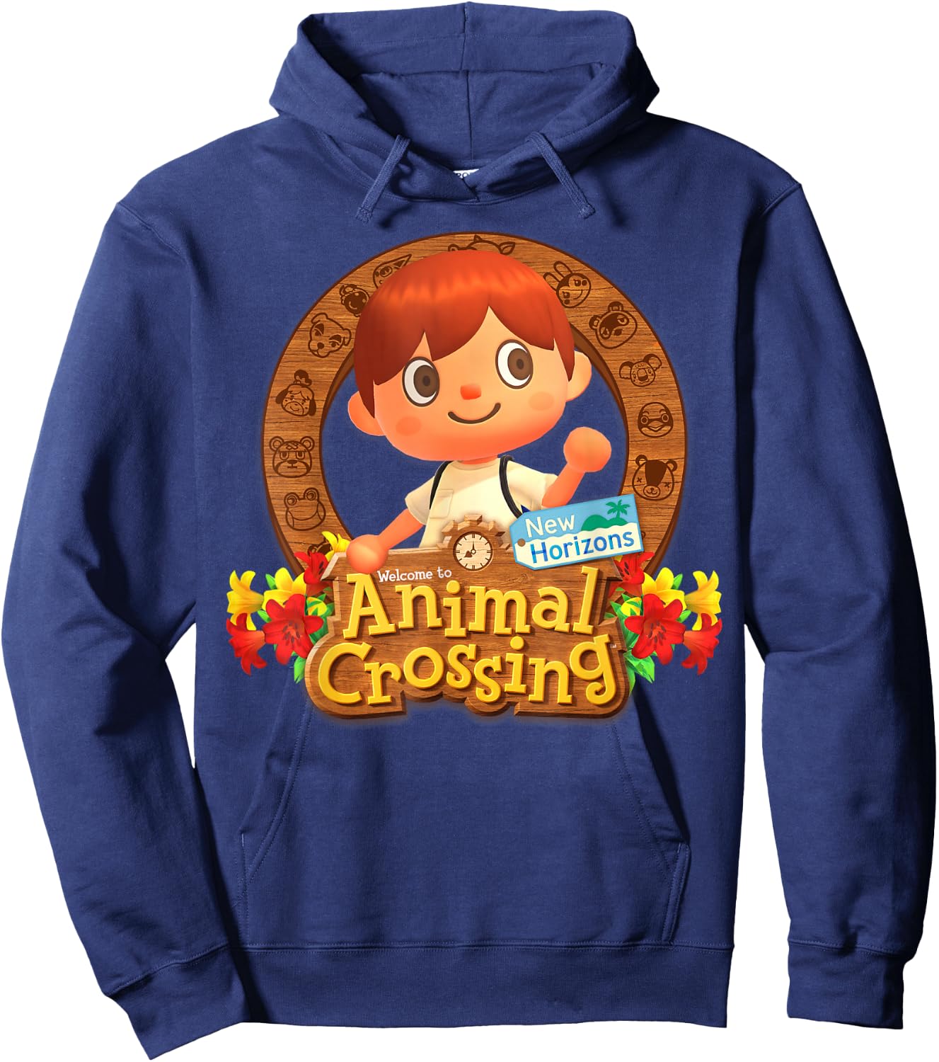 Animal Crossing: New Horizons Fall Leaves Villager Badge Hoodie - Hoodie | Navy