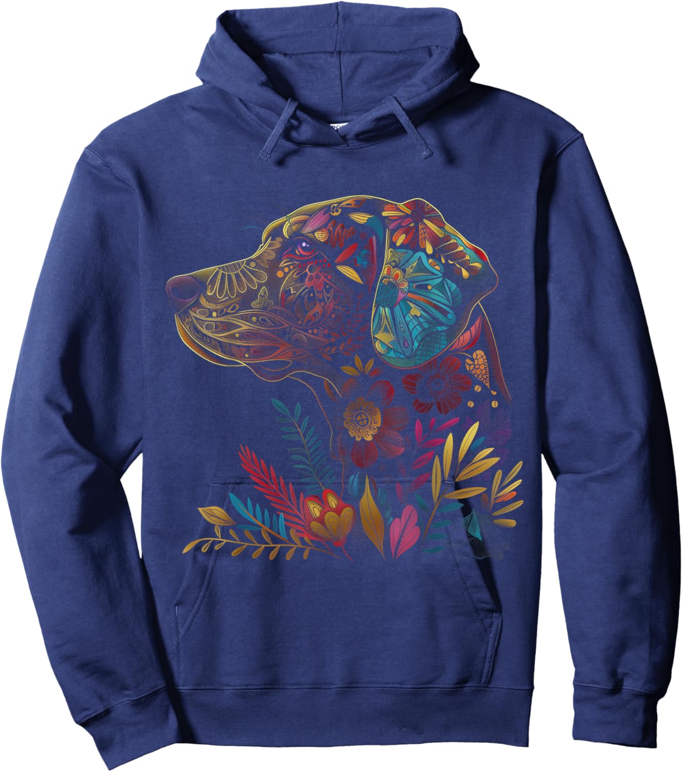 Labrador Dog Vintage Flowers Black Lab Mom Hoodie - Hoodie | Navy