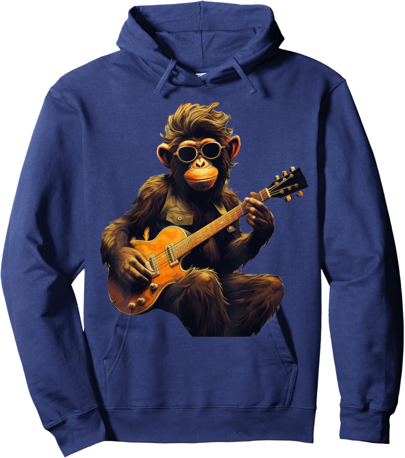Cute Monkey Playing Guitar Monkeys Musician Music Hoodie - Hoodie | Navy