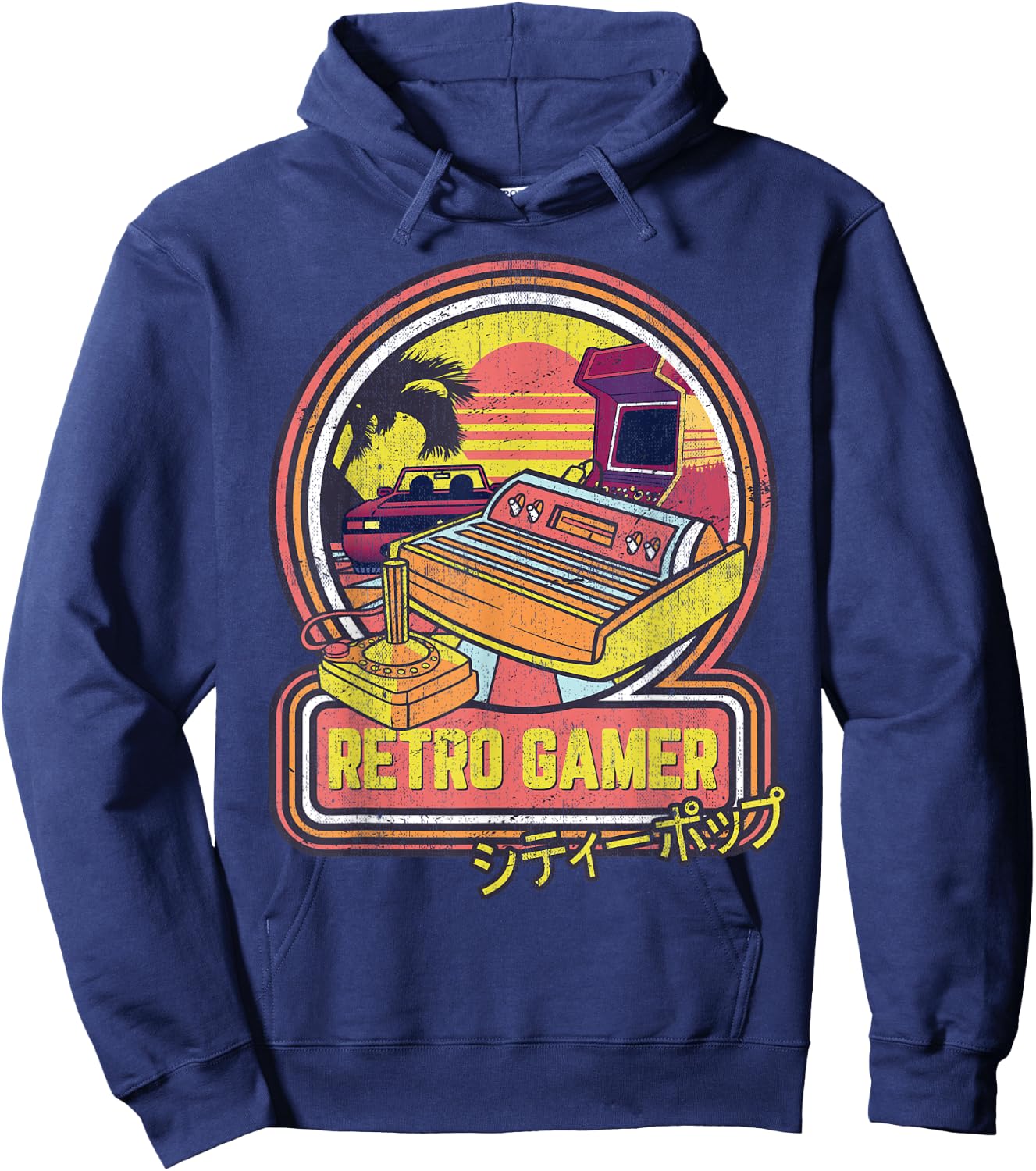 Retro Gamer Vintage 80s & 90s Japanese Arcade Video Games Hoodie - Hoodie | Navy