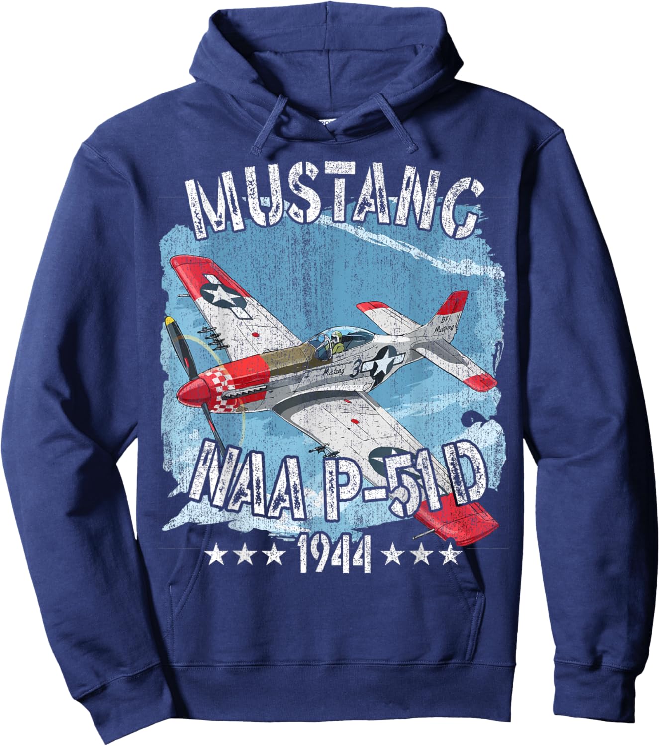 P-51D Mustang Vintage North American P-51D Fighter Warbirds Hoodie - Hoodie | Navy