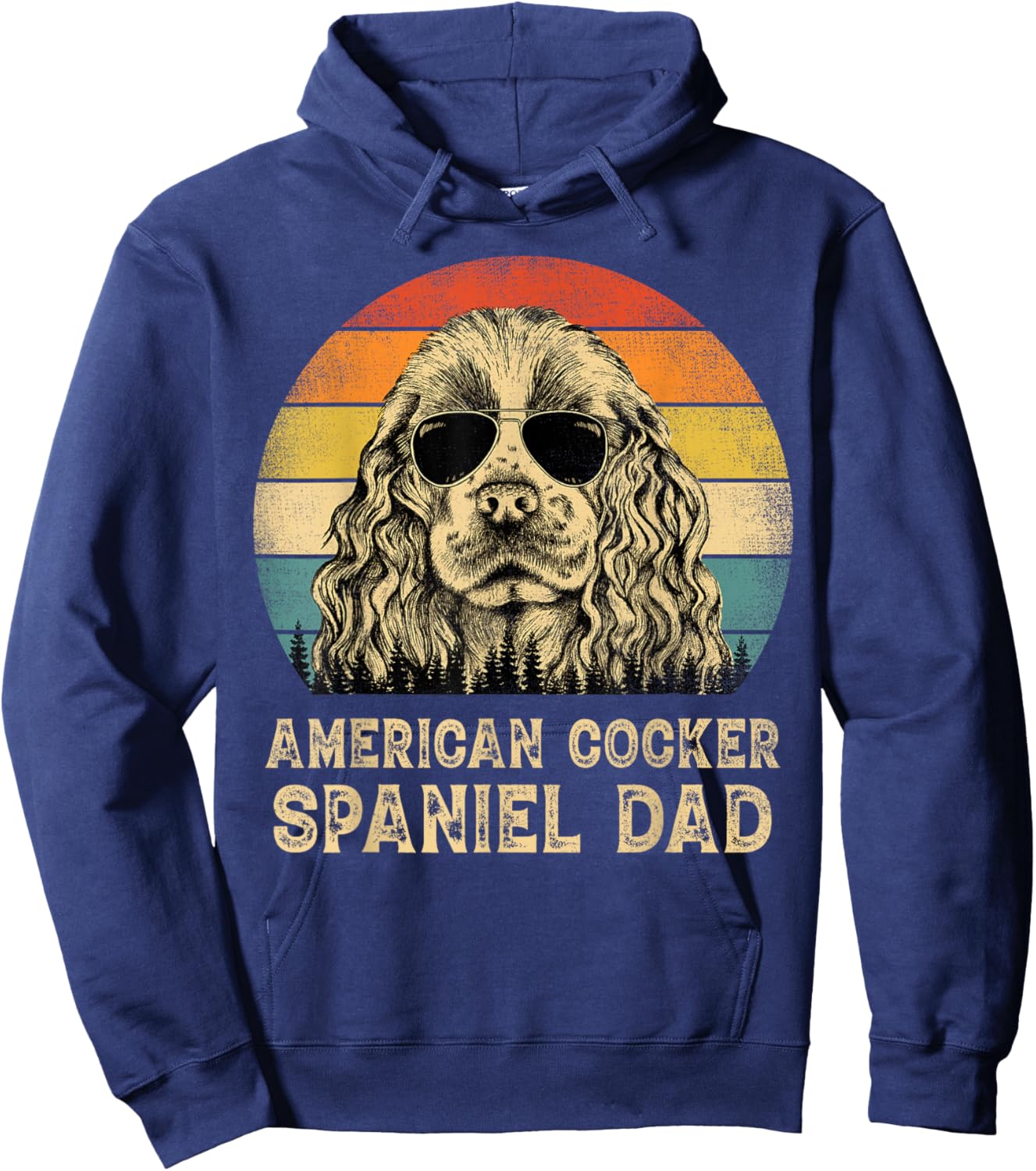 Vintage American Cocker Spaniel Dad Dog Lovers Father's Day Hoodie - Hoodie | Navy