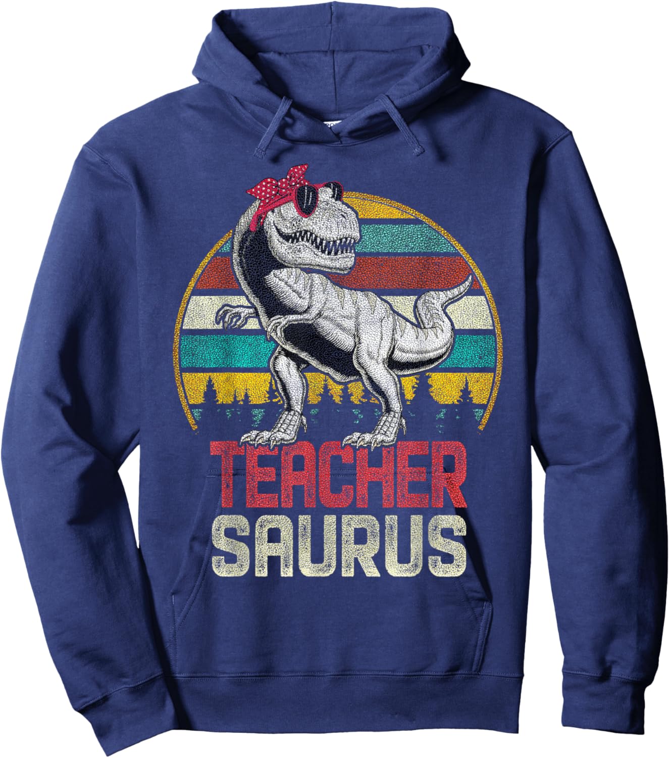 Teachersaurus T Rex Dinosaur Teacher Saurus Family Matching Hoodie - Hoodie | Navy