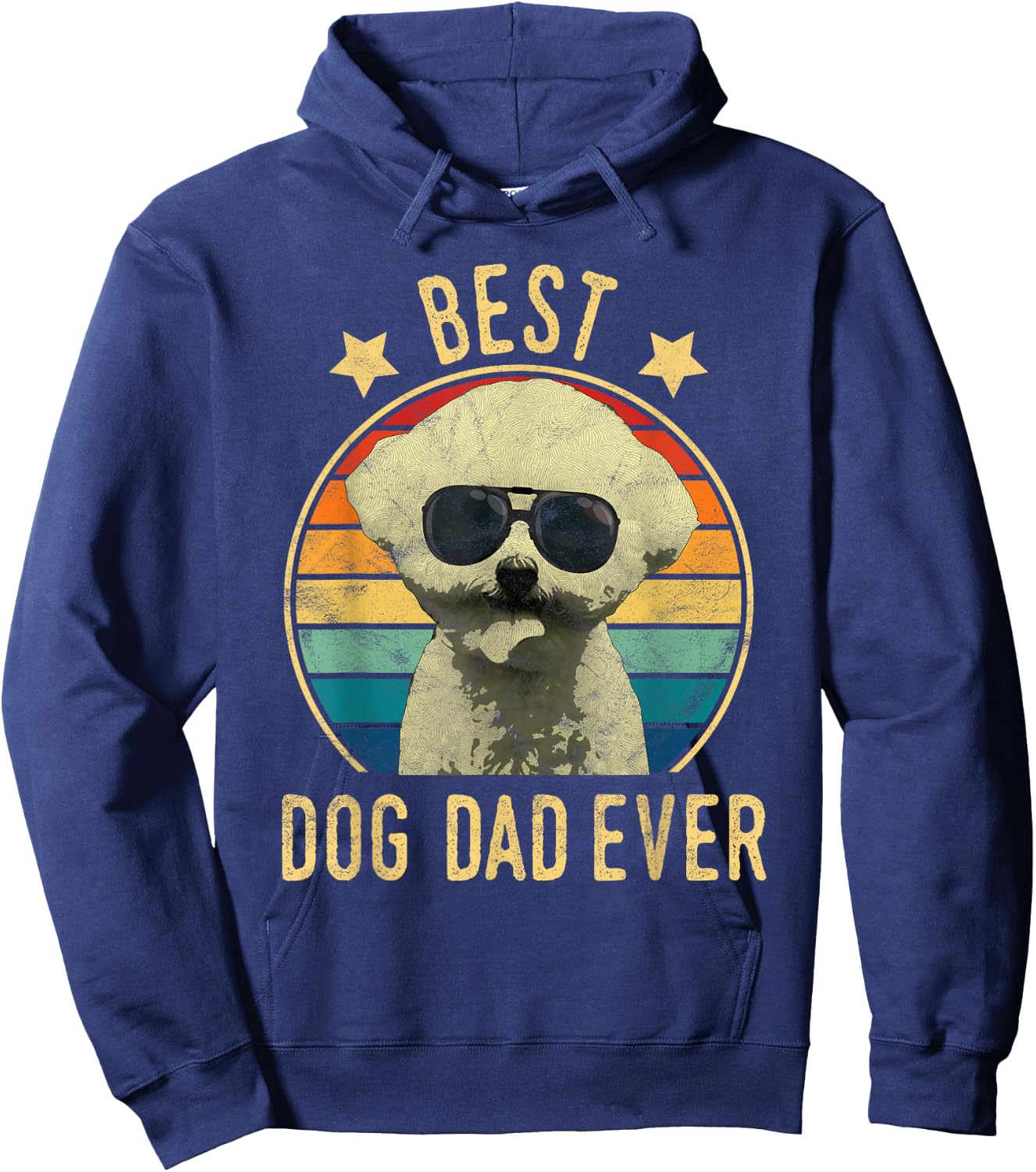 Best Dog Dad Ever Bichon Frise Father's Day Gift Hoodie - Hoodie | Navy