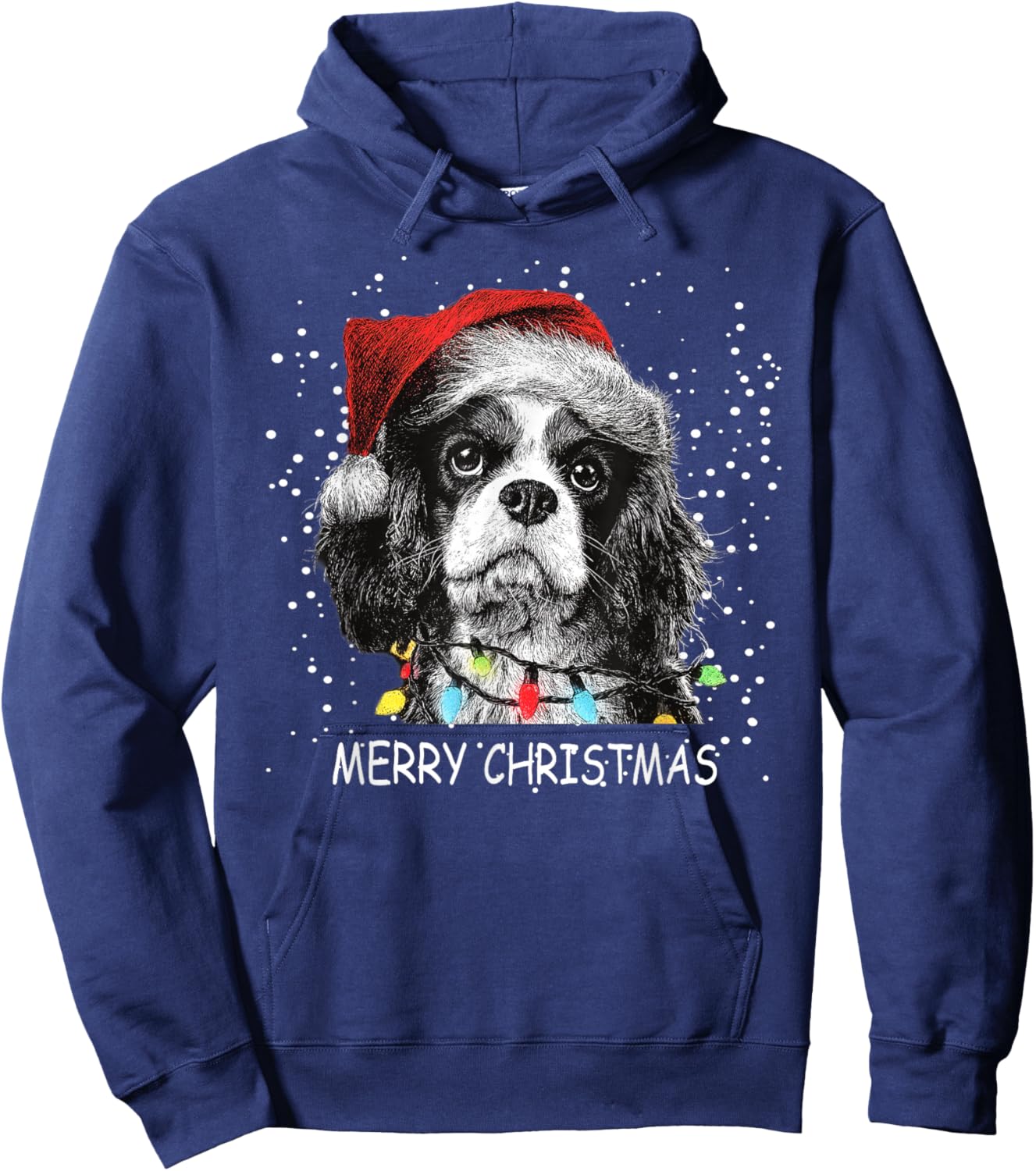 Cavalier King Charles Spaniel Animal Lover Christmas Pyjamas Hoodie - Hoodie | Navy