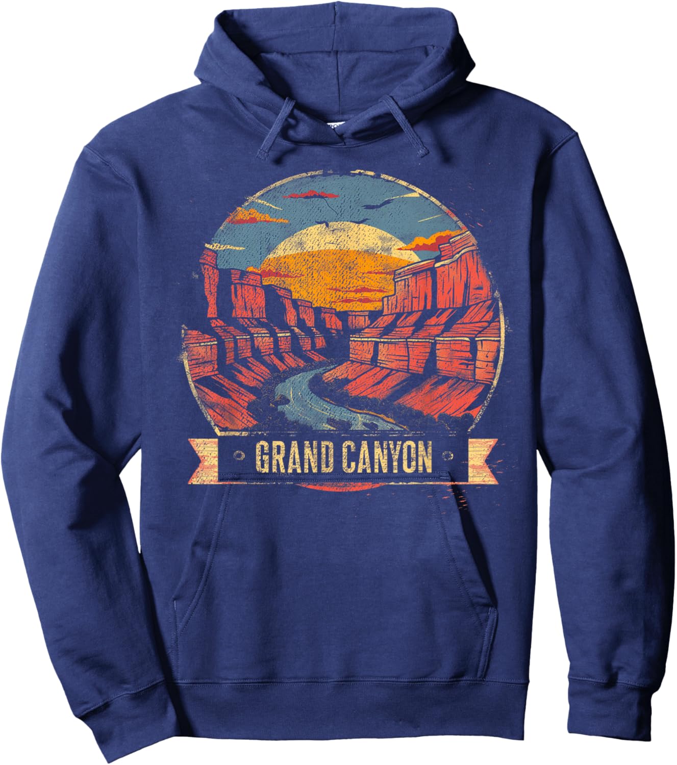 Grand Canyon - US National Park Vintage Men Women Kids Retro Hoodie - Hoodie | Navy