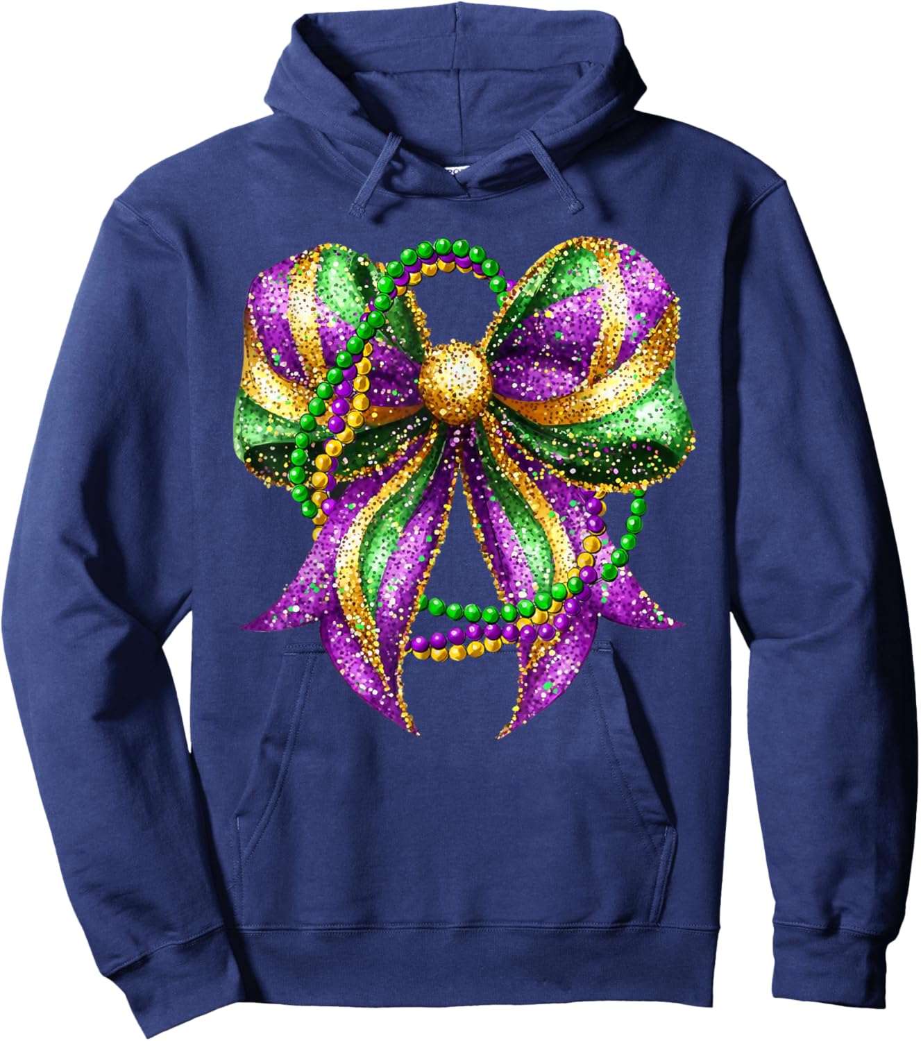 Mardi Gras Festival New Orleans Fleur De Lis Coquette Bow Hoodie - Hoodie | Navy