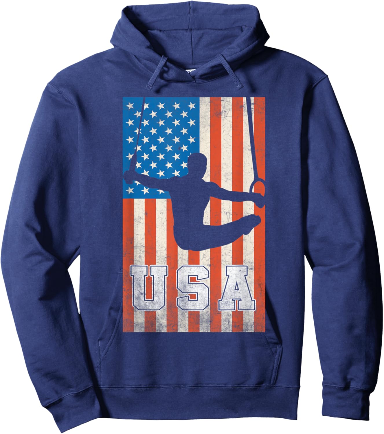 USA Gymnast Gymnastics Team Athlete American Flag Hoodie - Hoodie | Navy