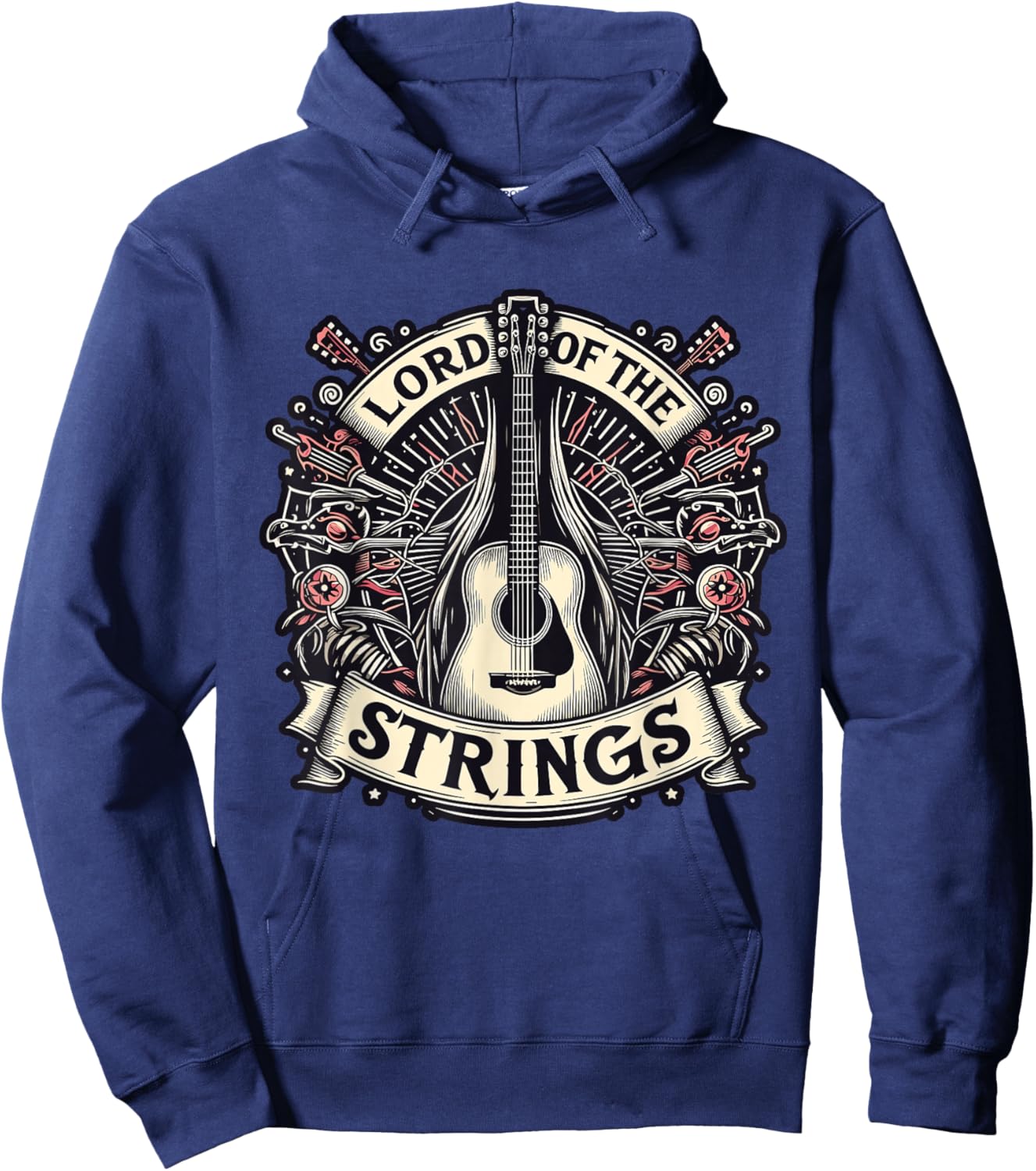 Lord of the Strings Guitar Musician Fantasy Hoodie - Hoodie | Navy